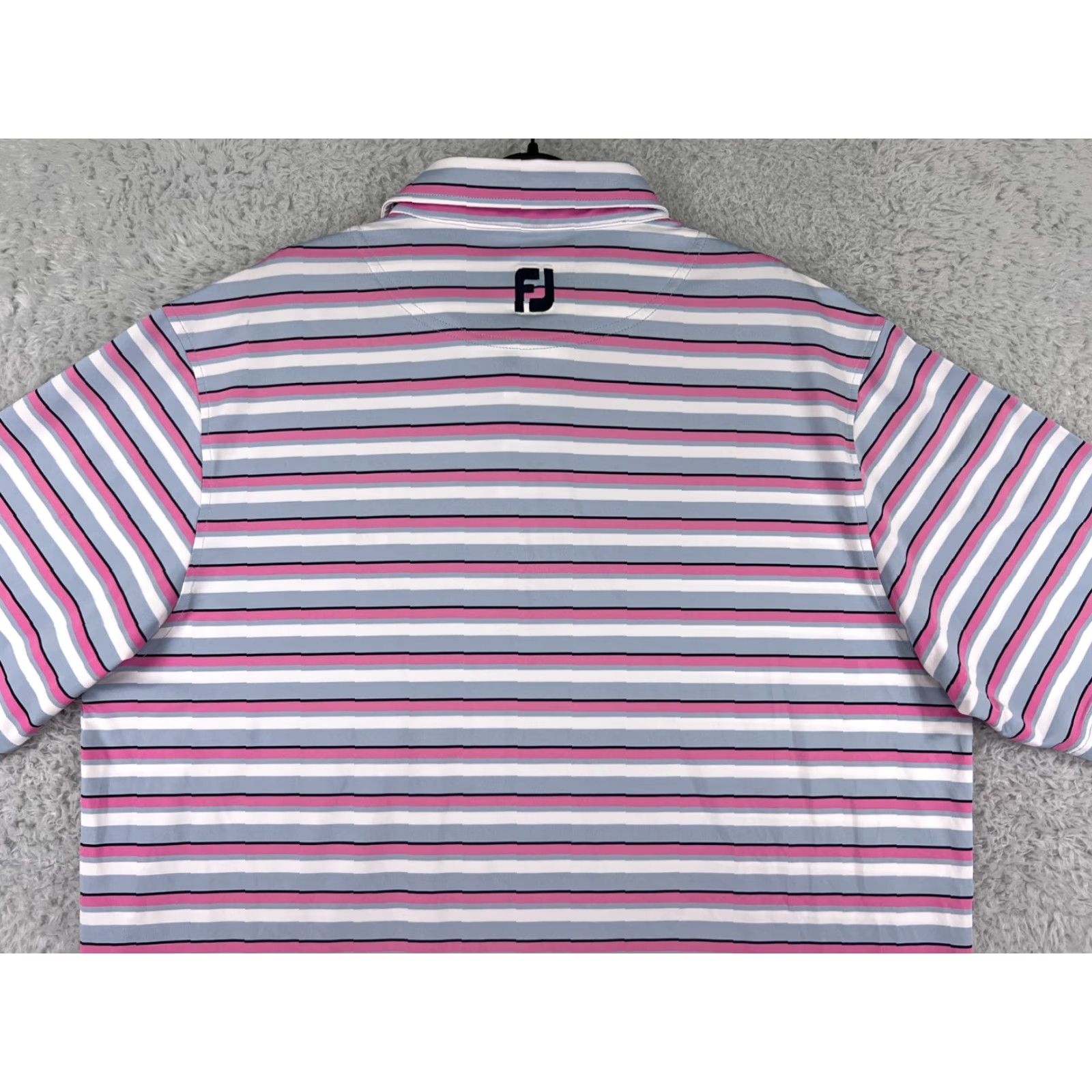 Footjoy FootJoy Polo Shirt Mens Large Pink Gray White Stripe Golf Golfer Lightweight Shirt Size US L / EU 52-54 / 3 - 7 Thumbnail