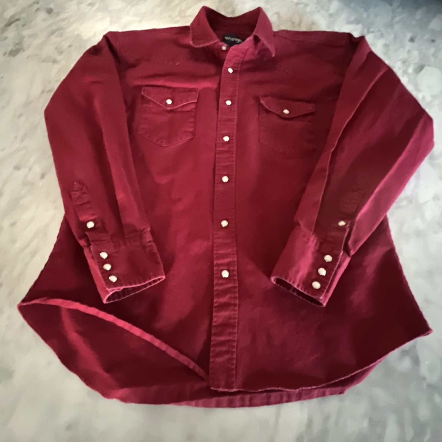 Wrangler VINTAGE Wrangler Pearl Snap Western Shirt Mens 17-36 Regular Long Tails Red Size US XL / EU 56 / 4 - 3 Thumbnail