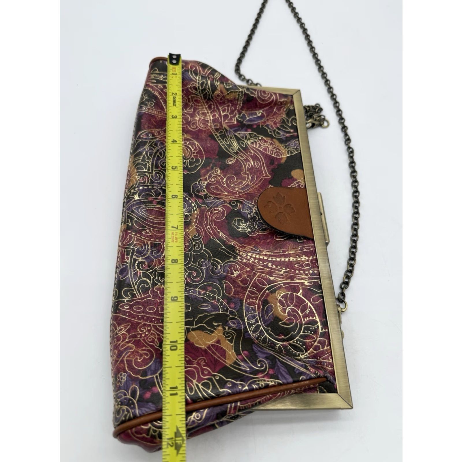 Patricia Nash VINTAGE Patricia Nash Clutch Bag Bag Clutch Women Medium Gold Leather Metallic Italian Framed Bag Georgia Athena Logo Bag Accessories Size ONE SIZE - 2 Thumbnail