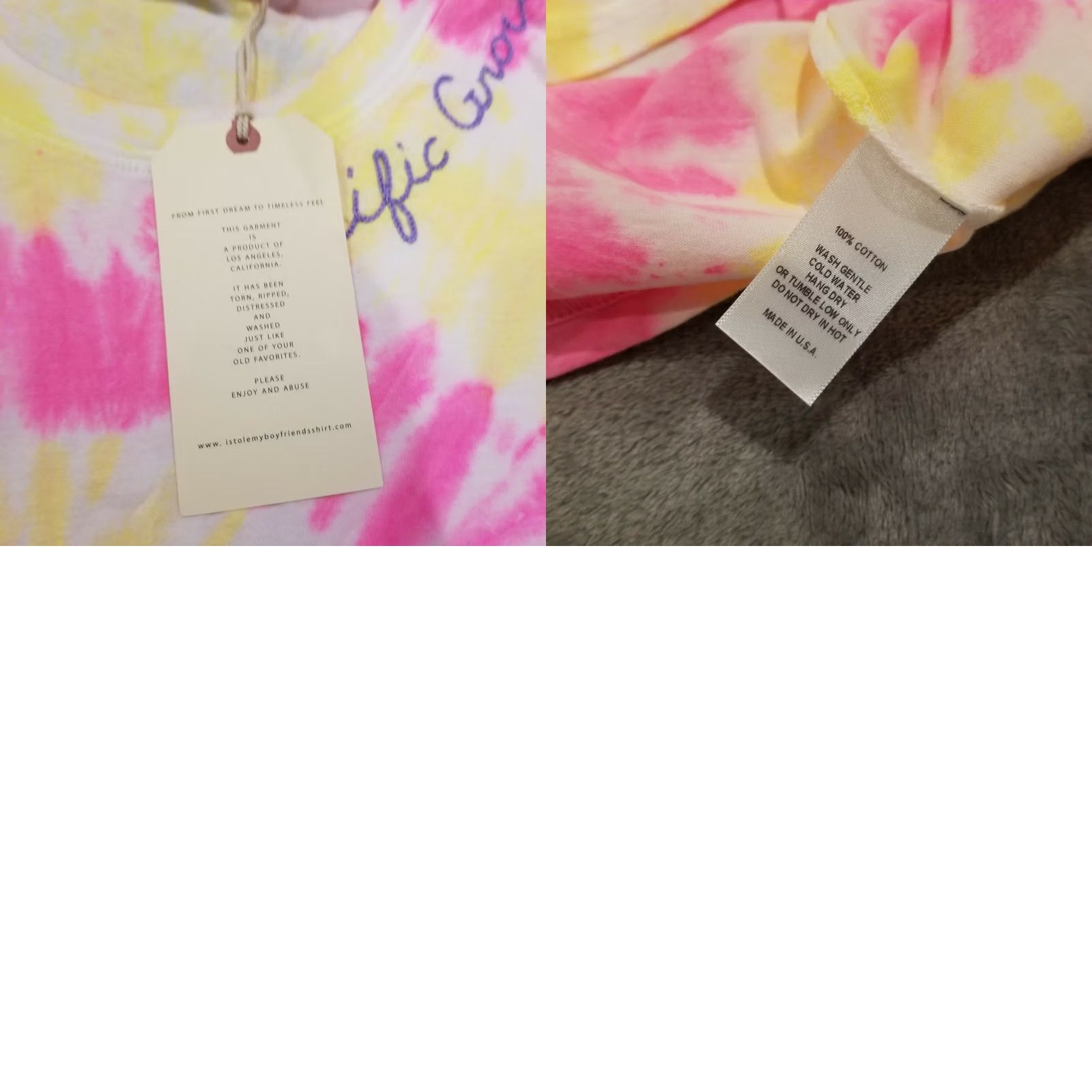 Pinko I Stole My Boyfriend's Shirt Pacific Grove Pink Tie-Dye One Size New NWT Crew Neck Short Sleeve Embroidered Cotton T-Shirt Womens Size ONE SIZE - 8 Thumbnail