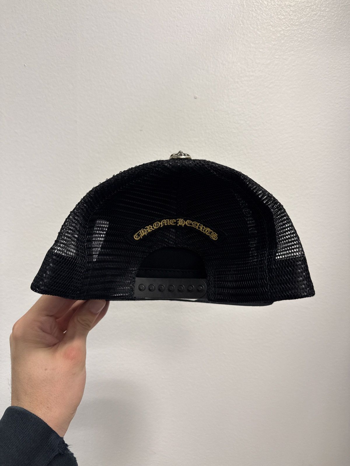 Chrome Hearts Chrome Hearts Black Yellow Plus Cross Seal Stamp Trucker Hat Size ONE SIZE - 2 Thumbnail