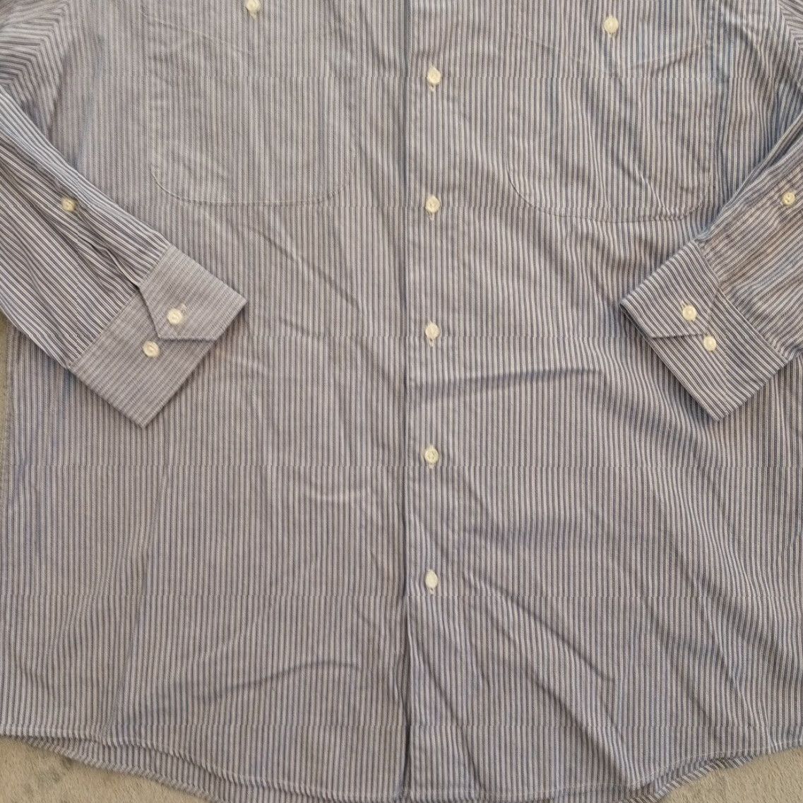 Arrow Arrow Shirt Mens Regular 16 Blue Striped Long Sleeve Button-Up Pockets Cotton Size US L / EU 52-54 / 3 - 3 Thumbnail