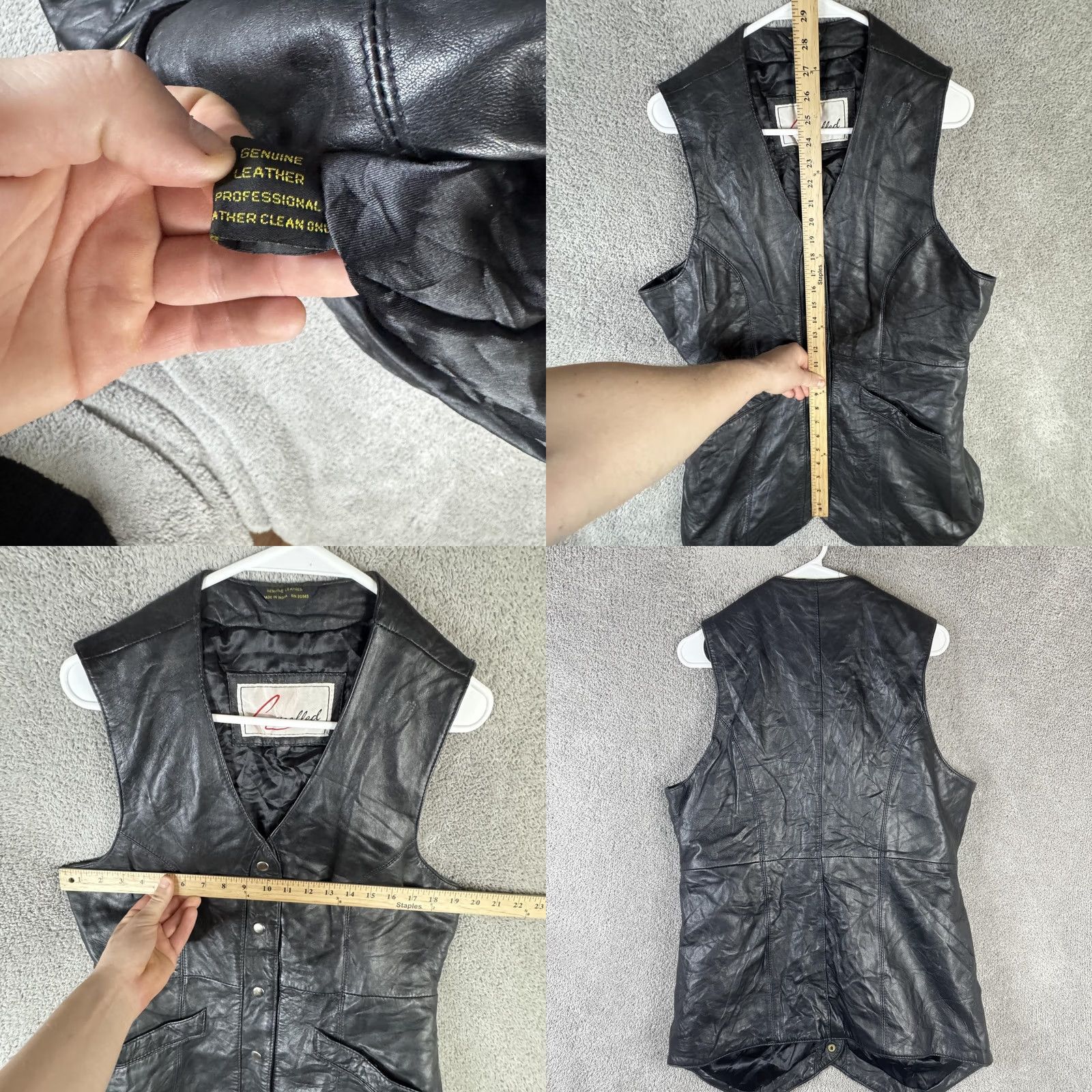 Vintage Excelled Vest Womens Medium Black Leather Snap Front Pockets Biker Moto Size M / US 6-8 / IT 42-44 - 8 Thumbnail