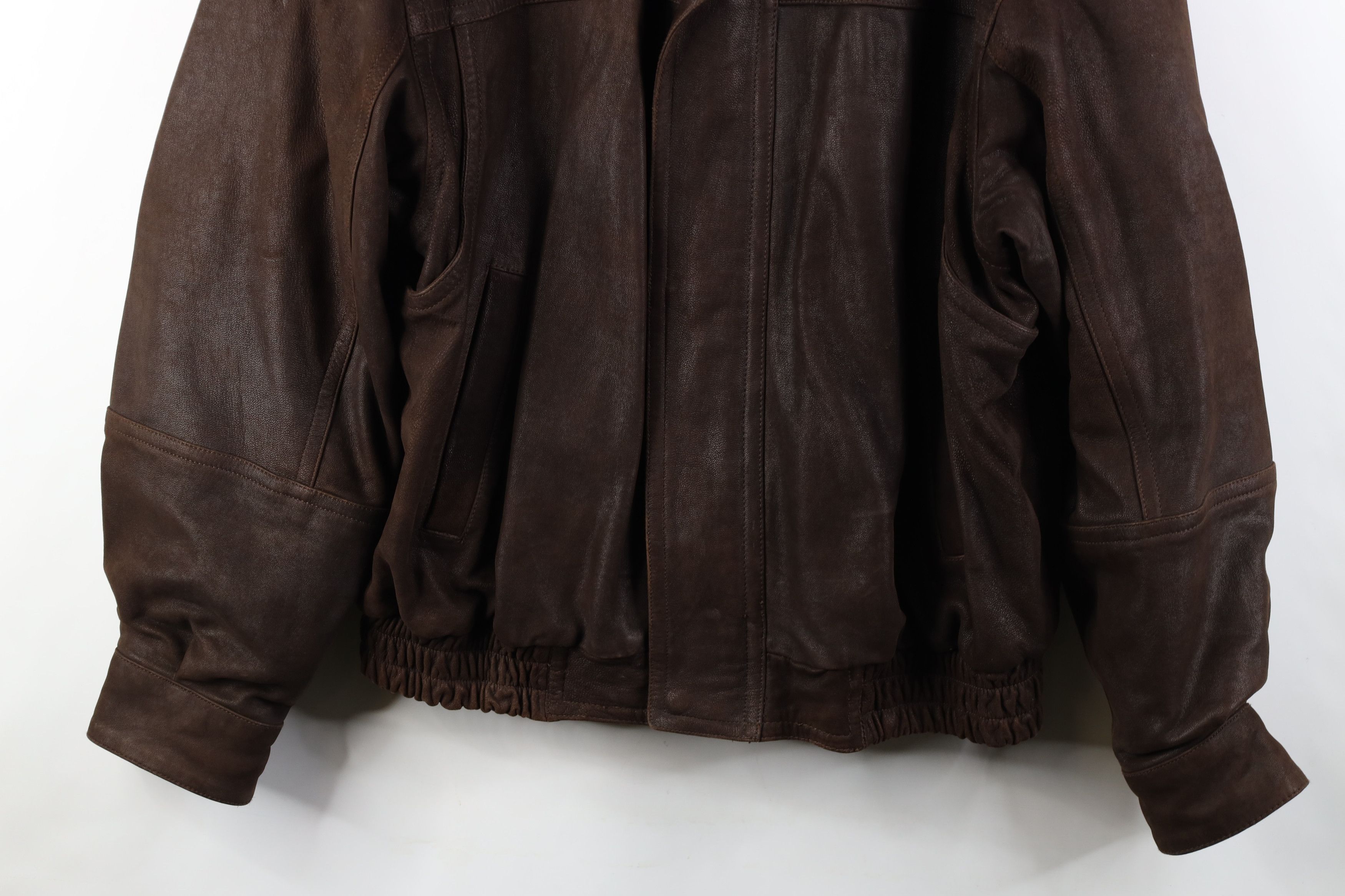 Vintage Vintage 90s Streetwear Full Zip Leather Flight Bomber Jacket Size US L / EU 52-54 / 3 - 3 Thumbnail