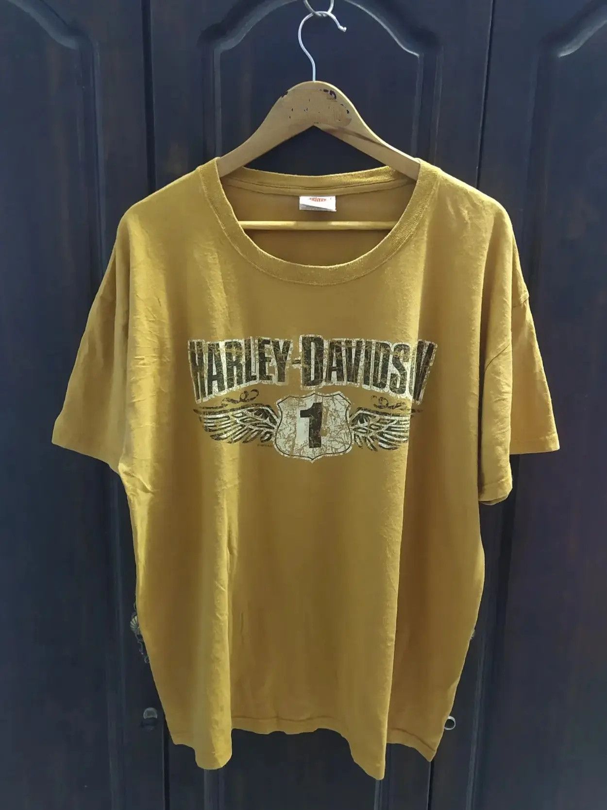 Vintage Vintage 2012 Harley Davidson R.K. Stratman Graphic Mustard Size US XL / EU 56 / 4 - 2 Thumbnail