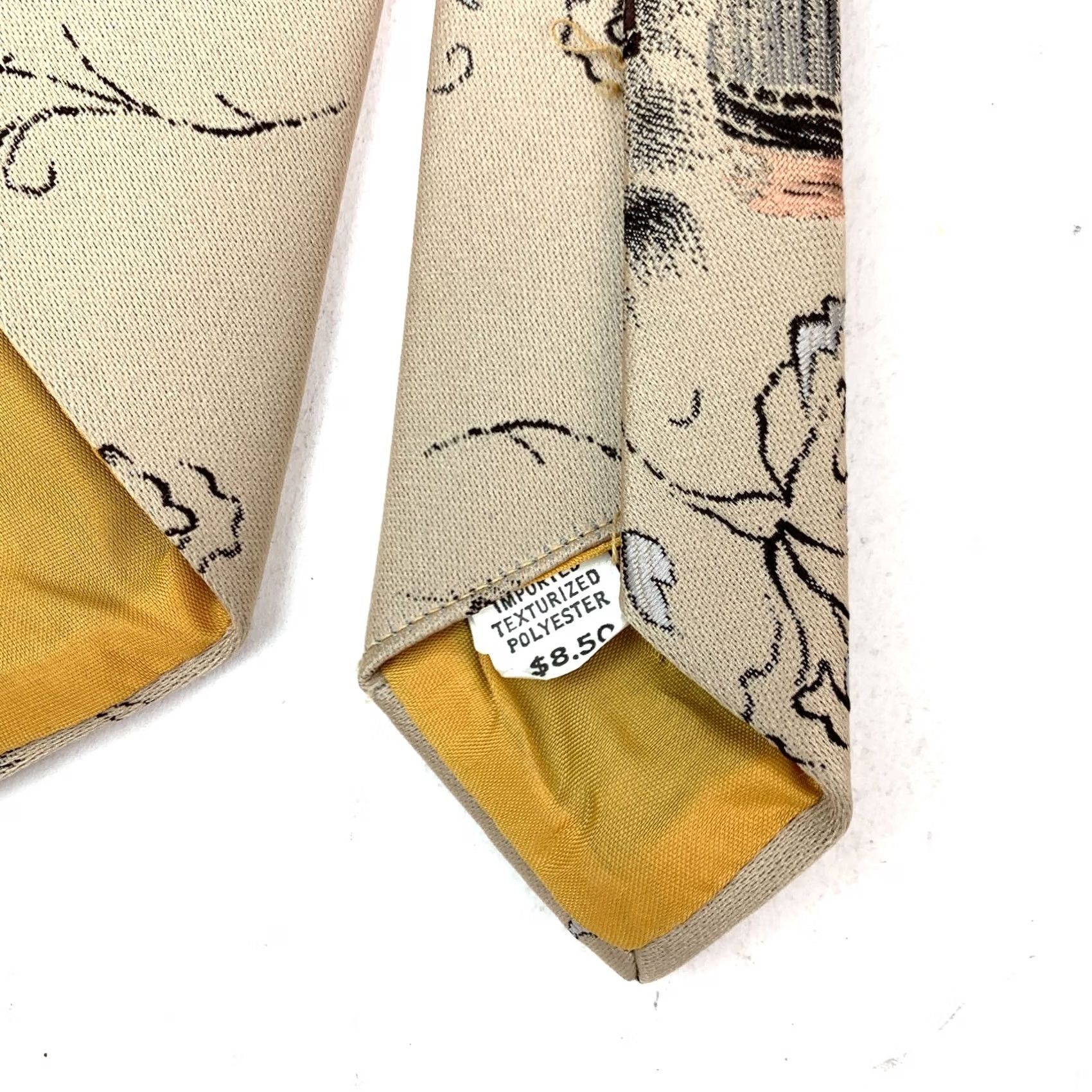 Vintage VINTAGE Damon Tie Asian Floral Polyester Union Made in USA Mens 54 x 4.25" Size ONE SIZE - 4 Thumbnail