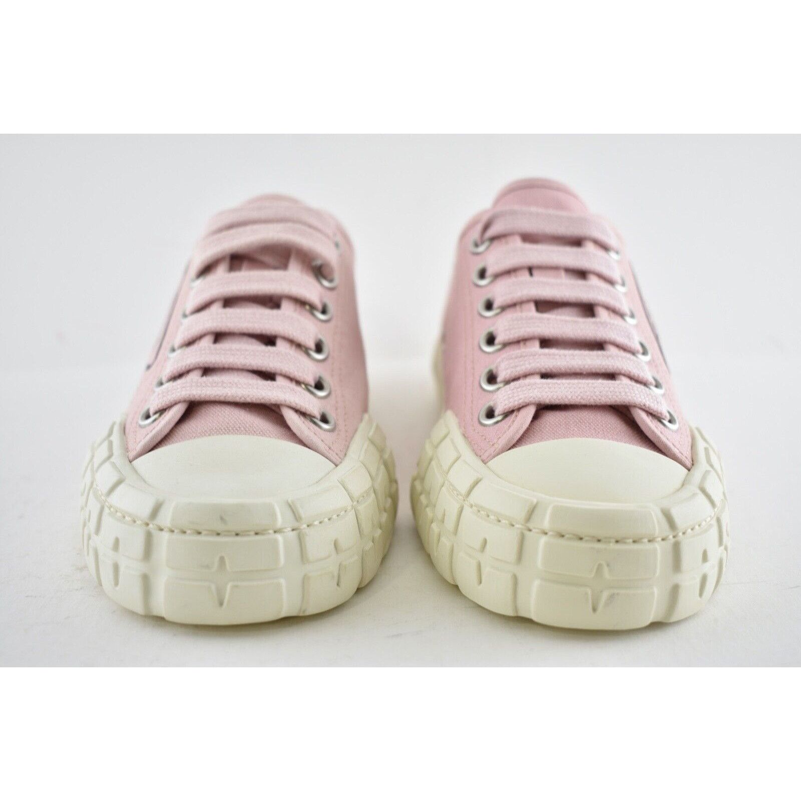 Prada Prada Wheel Pesco Pink Logo Lace Up Tie Flat Low Top Sneaker Size US 7 / IT 37 - 6 Thumbnail