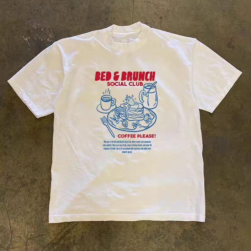 Vintage White retro food print cotton t-shirt Size US M / EU 48-50 / 2 - 1 Thumbnail