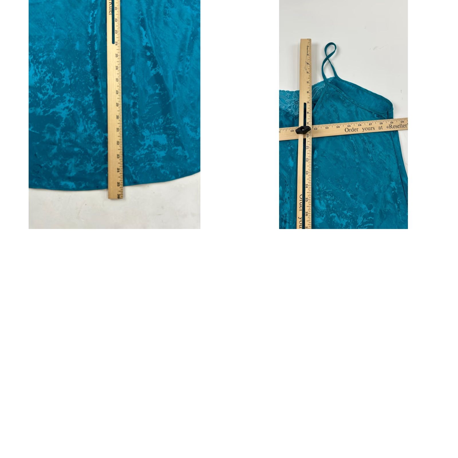 Vintage Inner Most Dress Teal Slip Lace Trim Spaghetti Strap Pullover Womens Large Dress Sleeveless Round Neck Casual Short 100% Polyester Size L / US 10 / IT 46 - 8 Thumbnail
