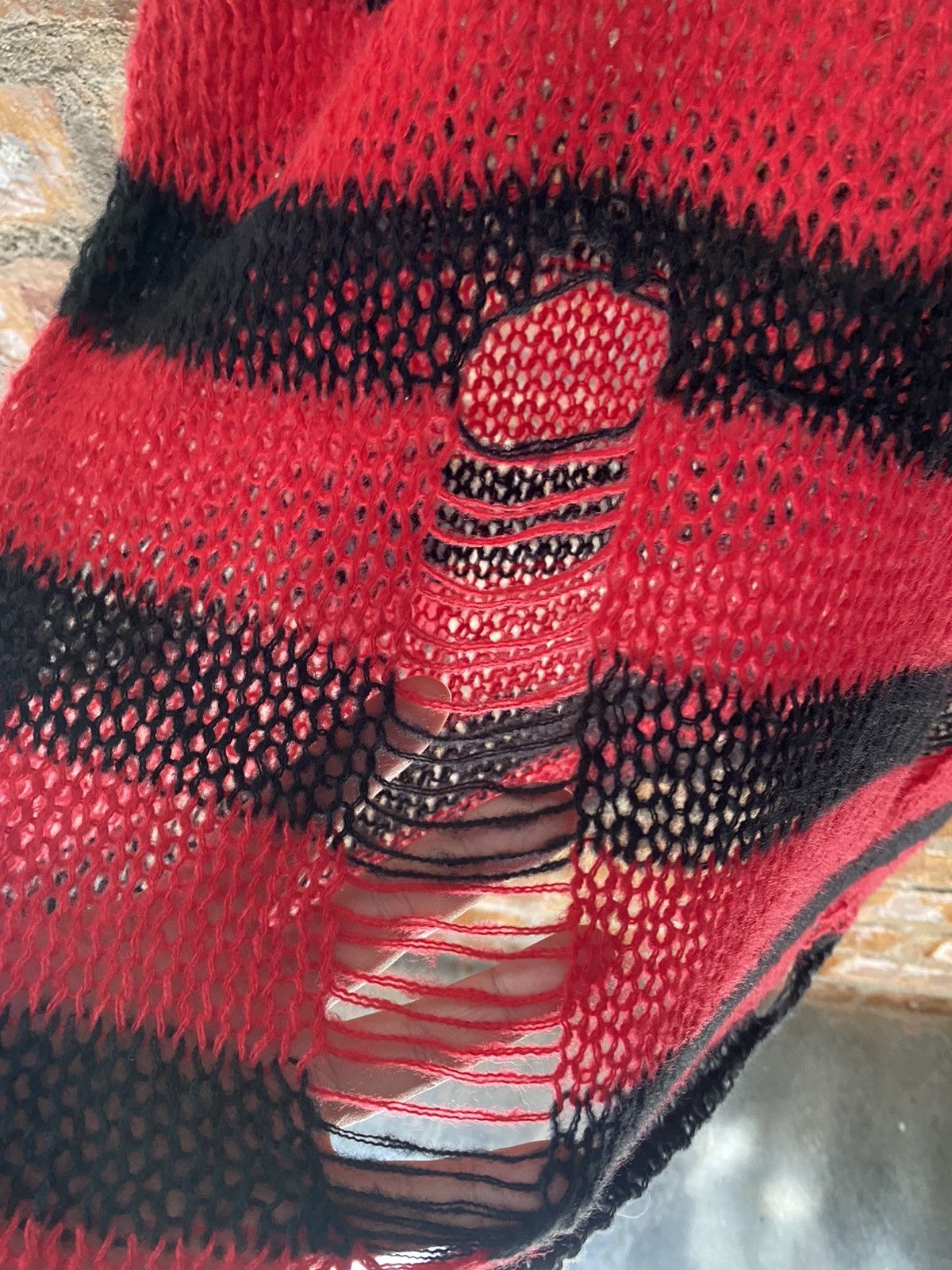 Japanese Brand 2000s Mony Japan Spider Web mesh Distresed stripe grunge Size US L / EU 52-54 / 3 - 12 Thumbnail