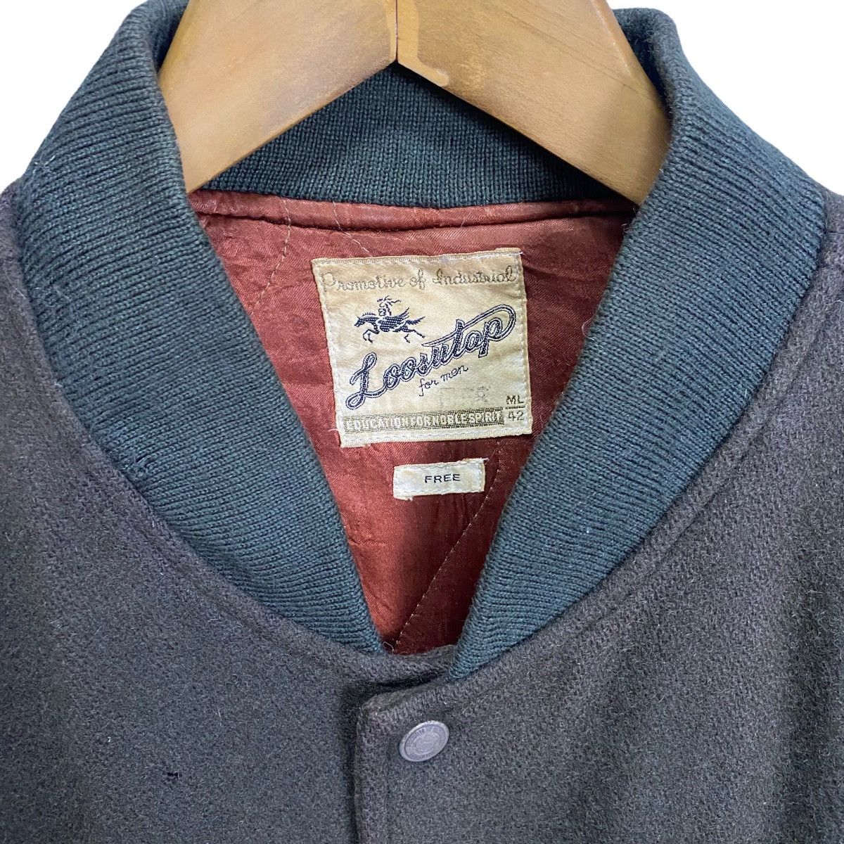 Vintage Vintage 80s loosutap varsity sleeve leather jacket Size US L / EU 52-54 / 3 - 7 Thumbnail