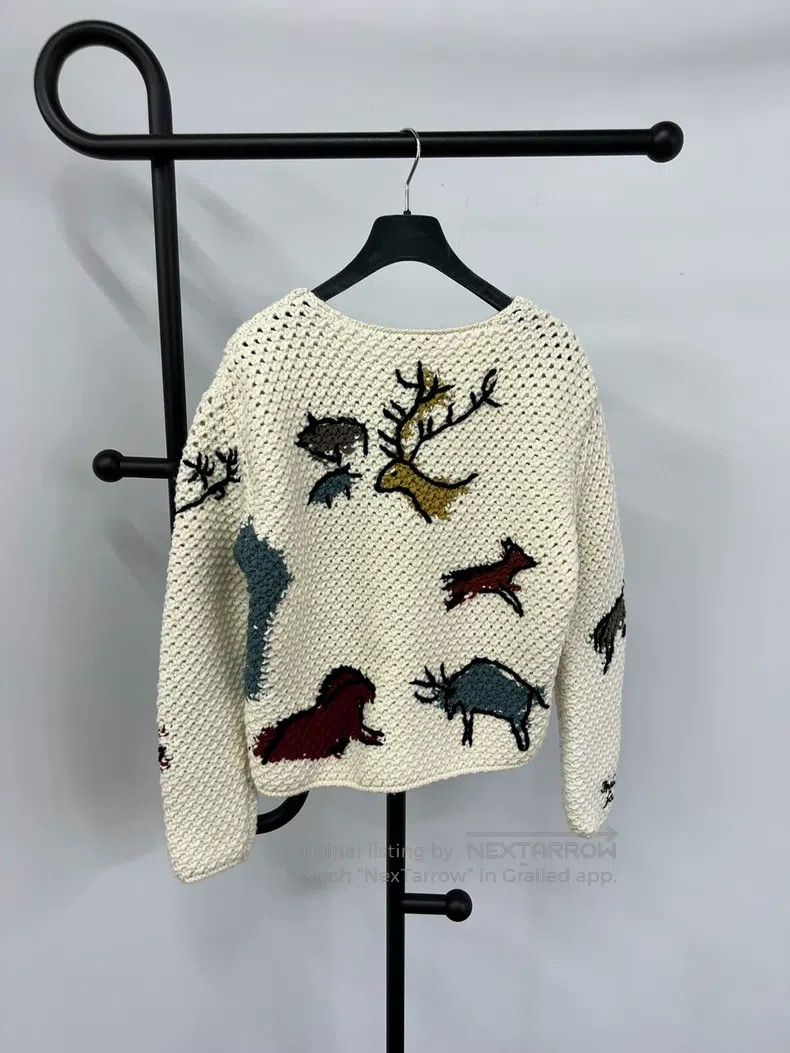 Dior Dior White hollow animal hook knitted sweater Size XS / US 0-2 / IT 36-38 - 2 Thumbnail