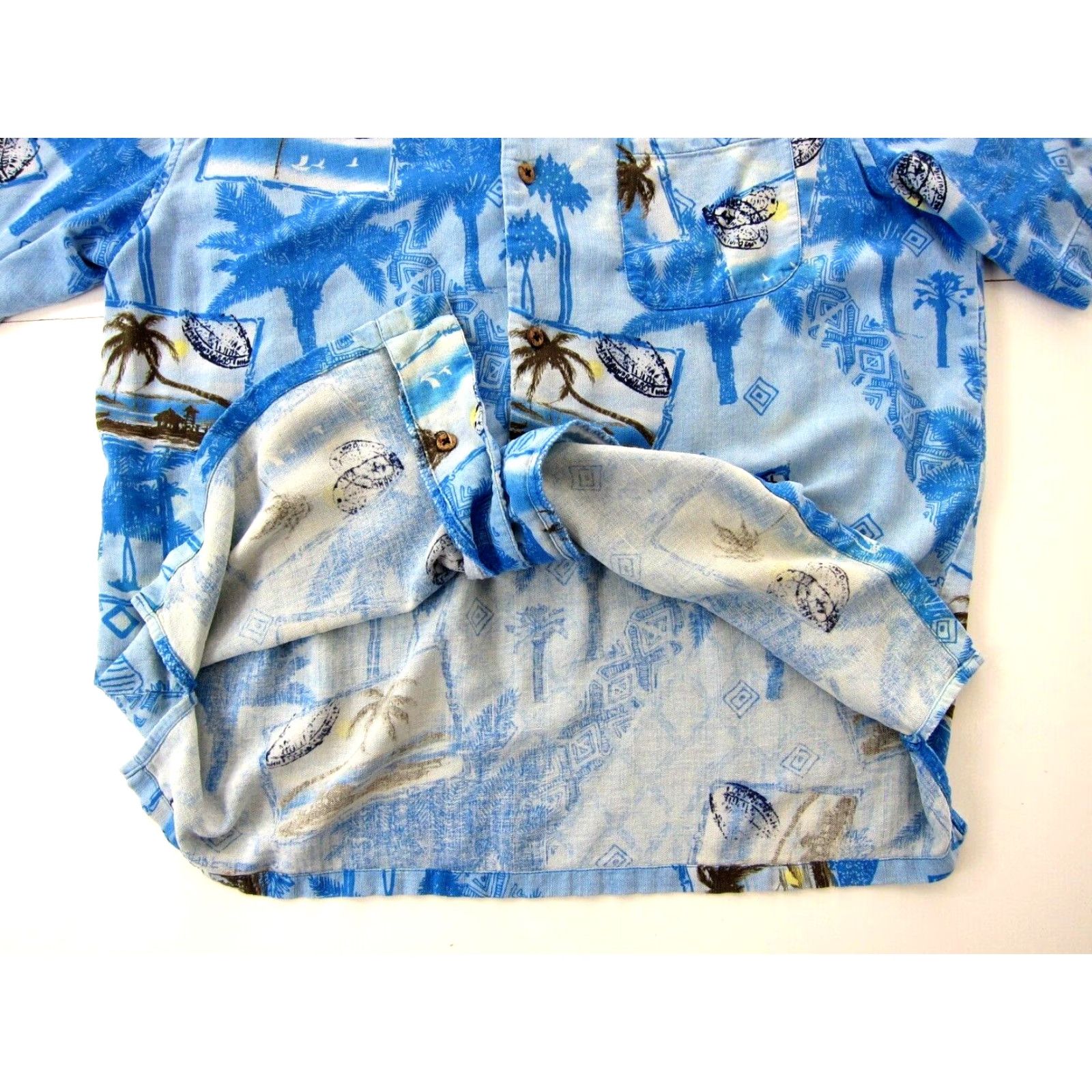 Vintage Vtg Island Republic Silk Blue Floral Hawaiian Button Short Sleeve Shirt Men L Size US L / EU 52-54 / 3 - 5 Thumbnail