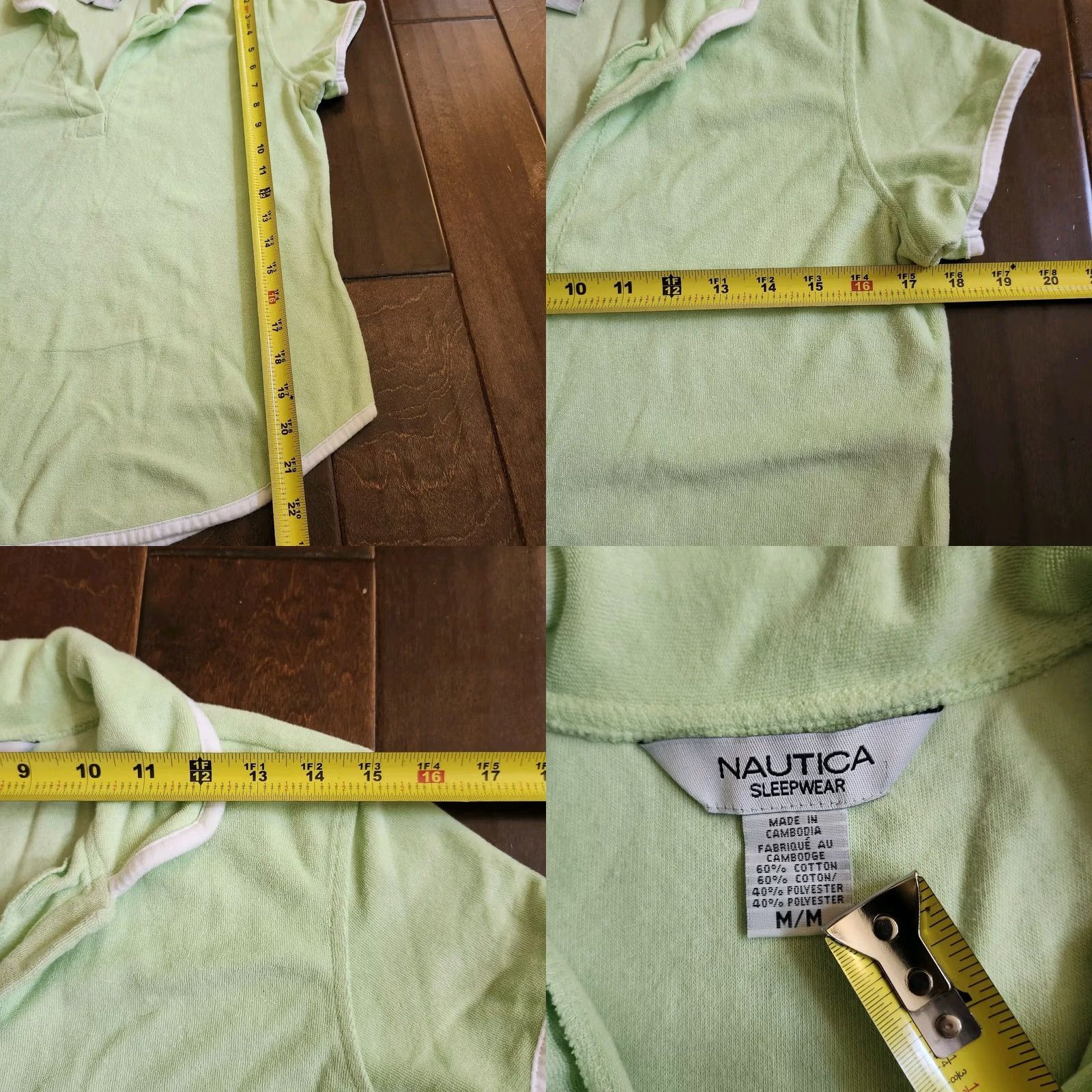 Nautica Nautica Women Sleepwear Polo Shirt - Size M - Green - Short Sleeve Collared Pajama Top, Cotton Polyester, Machine Washable, Regular, Women Size M / US 6-8 / IT 42-44 - 8 Thumbnail