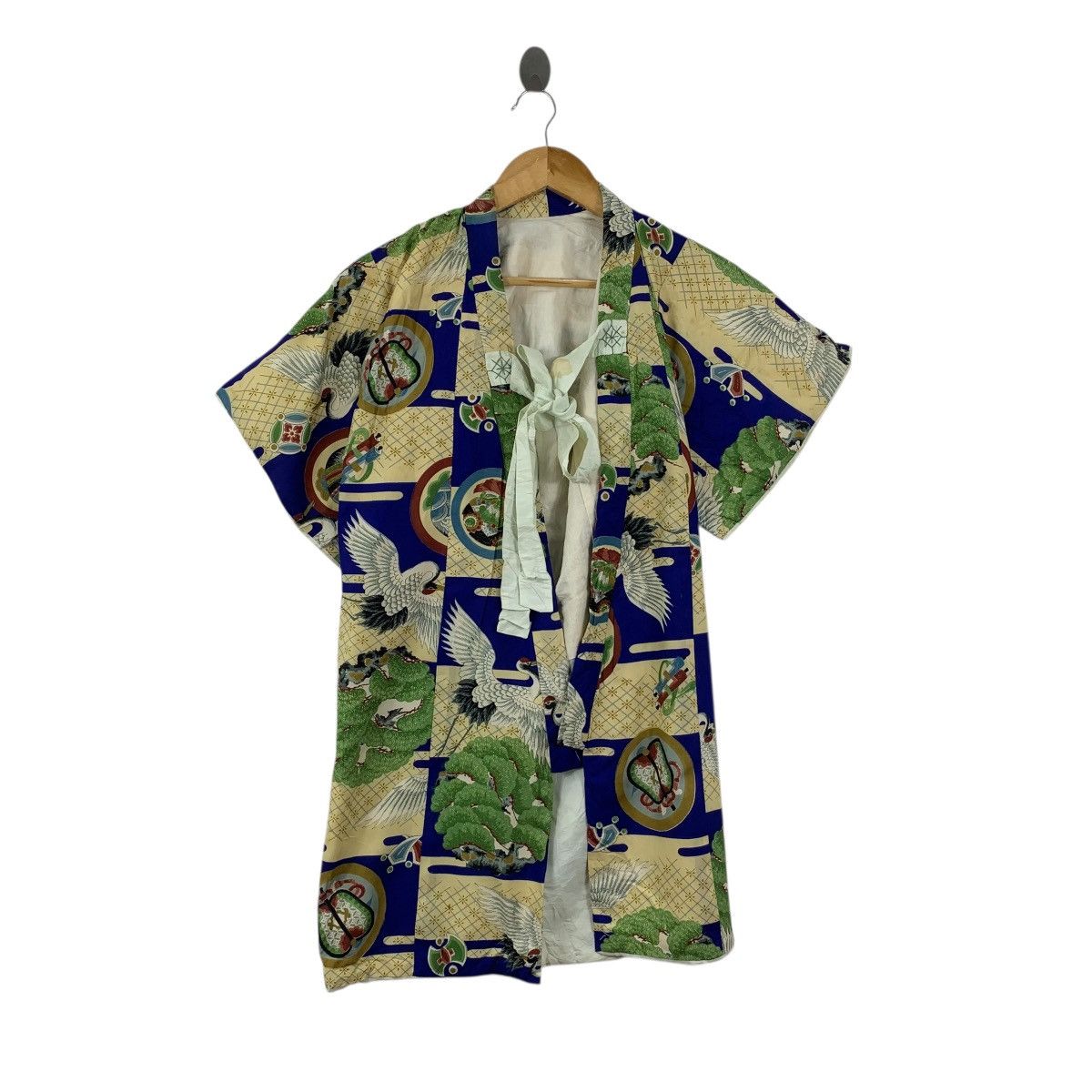 Vintage Vintage 70s KIMONO JAPAN SEIGAIHA CRANE Traditional Geisha Size S / US 4 / IT 40 - 1 Thumbnail