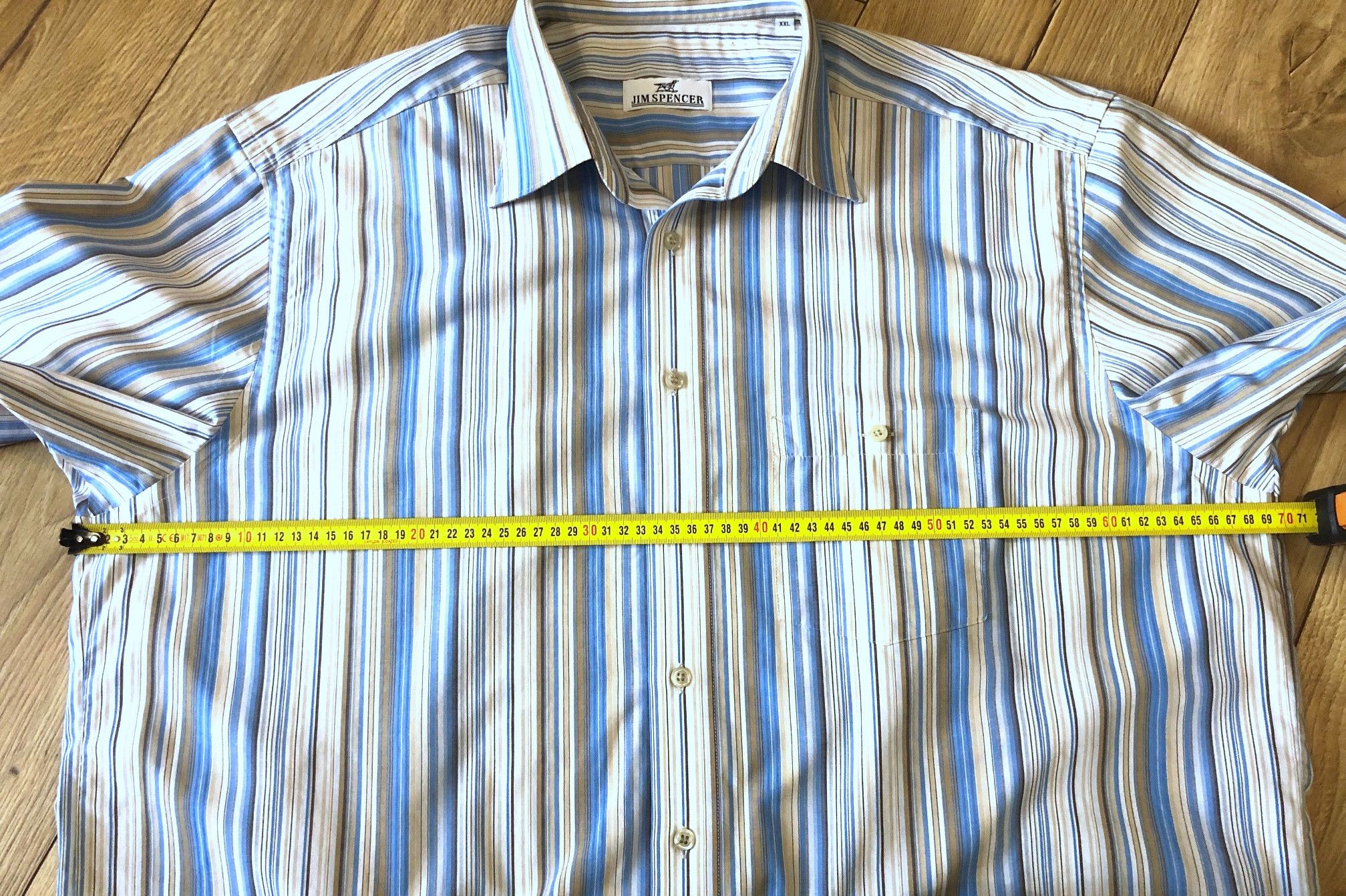 Other Men's striped shirt blue-white-beige 3XL Jim Spencer Size US XXL / EU 58 / 5 - 3 Thumbnail