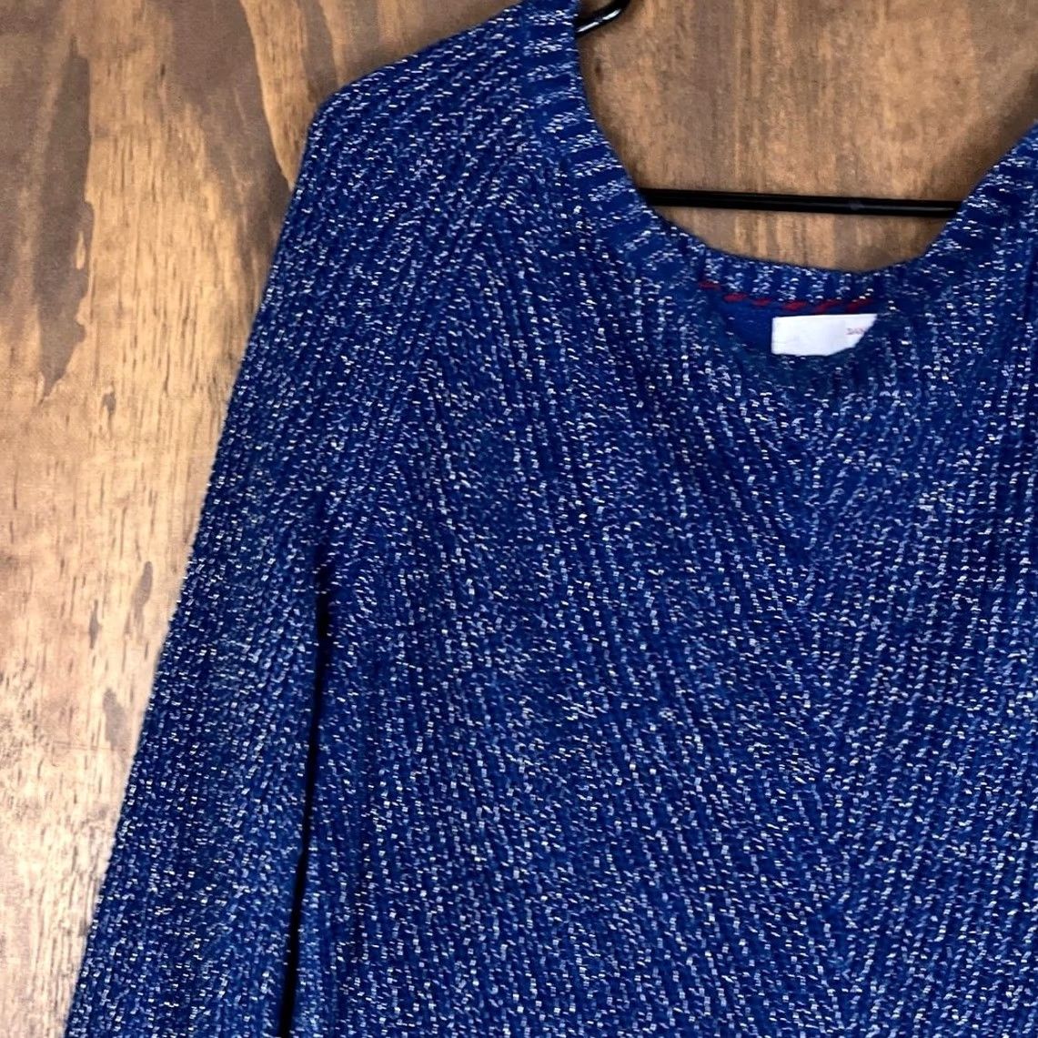 Banana Republic Banana Republic Womens Sweater Blue Metallic Heritage Knit V Neck Ribbed Small Knit Shirt Pullover Casual Womens Size S / US 4 / IT 40 - 4 Thumbnail