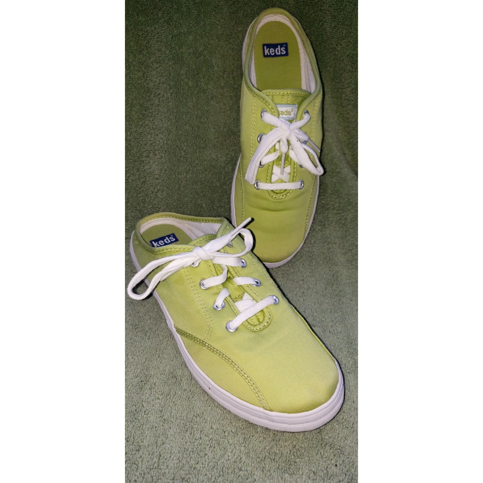 Keds Keds Women's Slide Sneakers US 6.5M Neon Green Open Heel Design Laces Casual Size US 5 / IT 35 - 2 Thumbnail