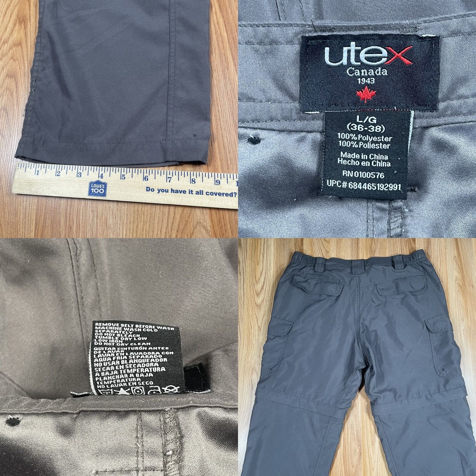 Vintage Utex Canada Convertible Cargo Pants Shorts Mens L Large 36-38 Gray Poly Cargo Pocket Zip-off Leg Hiking Fishing Shirts? Size US 33 - 8 Thumbnail