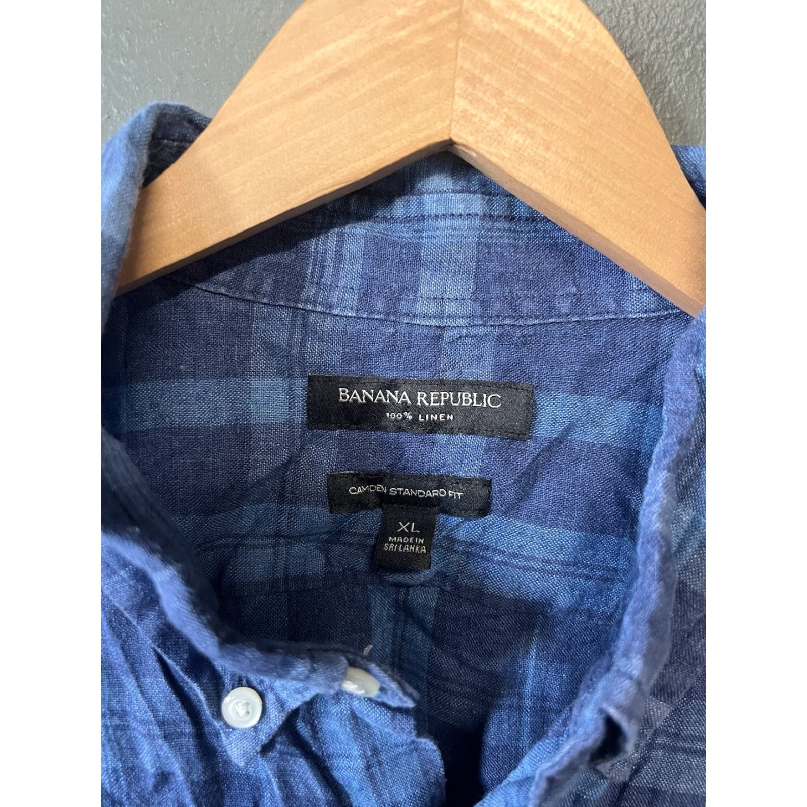 Banana Republic Banana Republic Mens Blue Plaid Short Sleeve Linen Button-Up XL Shirt Size US 36 / EU 52 - 3 Thumbnail