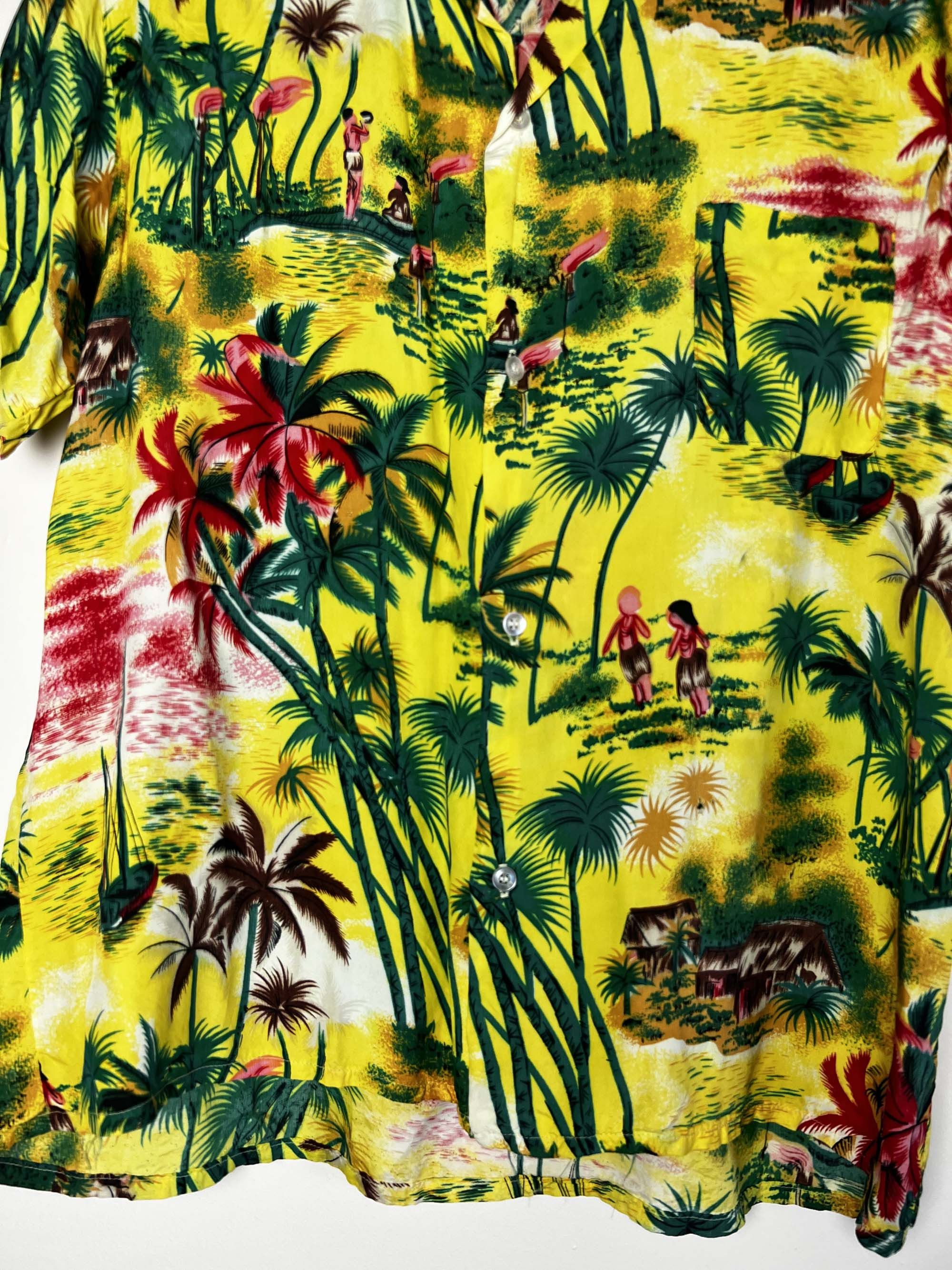 Vintage Vintage 1940's-1950's TAHITI Rayon Island Palm Tree Shirt Size US M / EU 48-50 / 2 - 3 Thumbnail