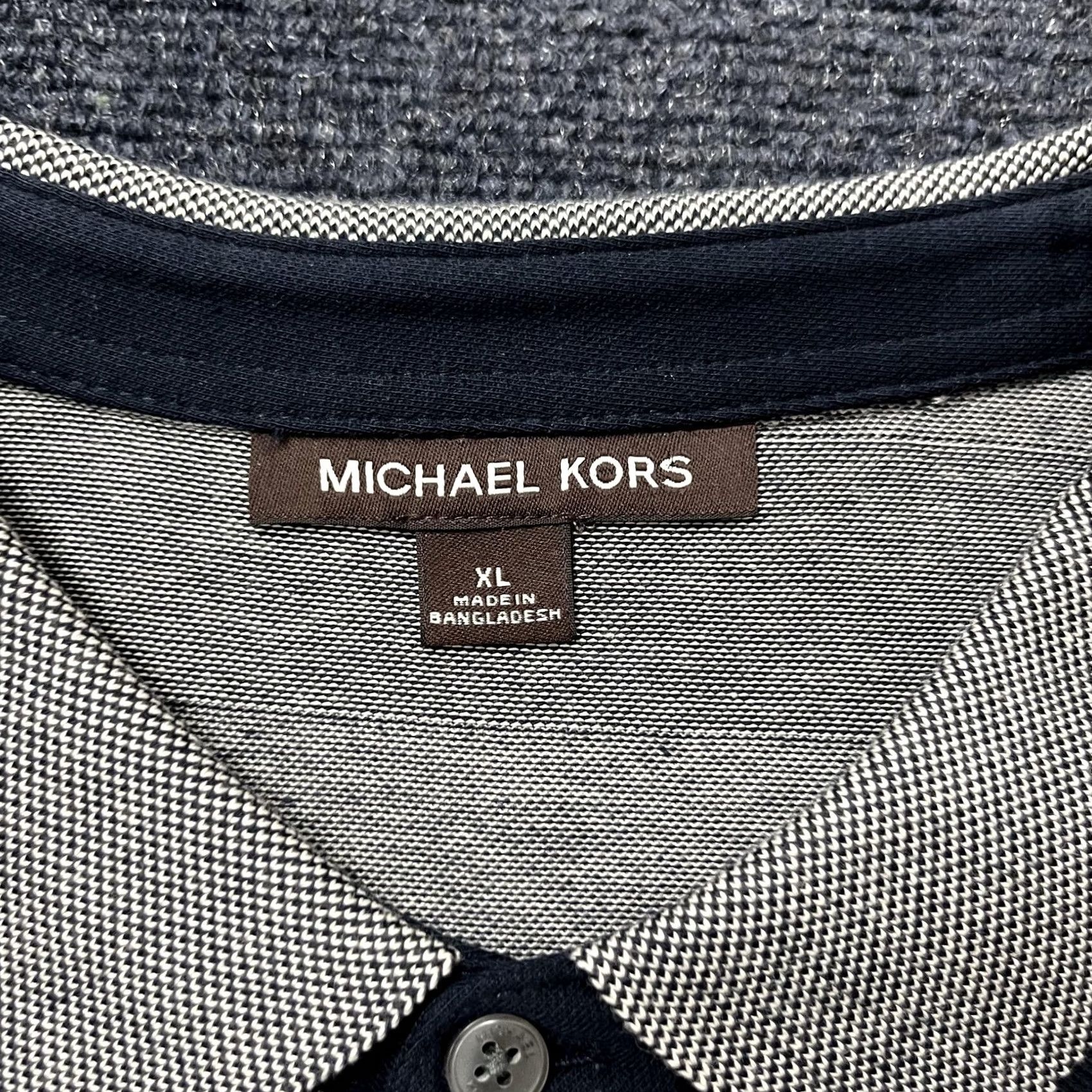 Michael Kors Michael Kors Polo Shirt Mens XL Gray Stripe Short Sleeve Casual Golf Preppy Size US XL / EU 56 / 4 - 2 Thumbnail