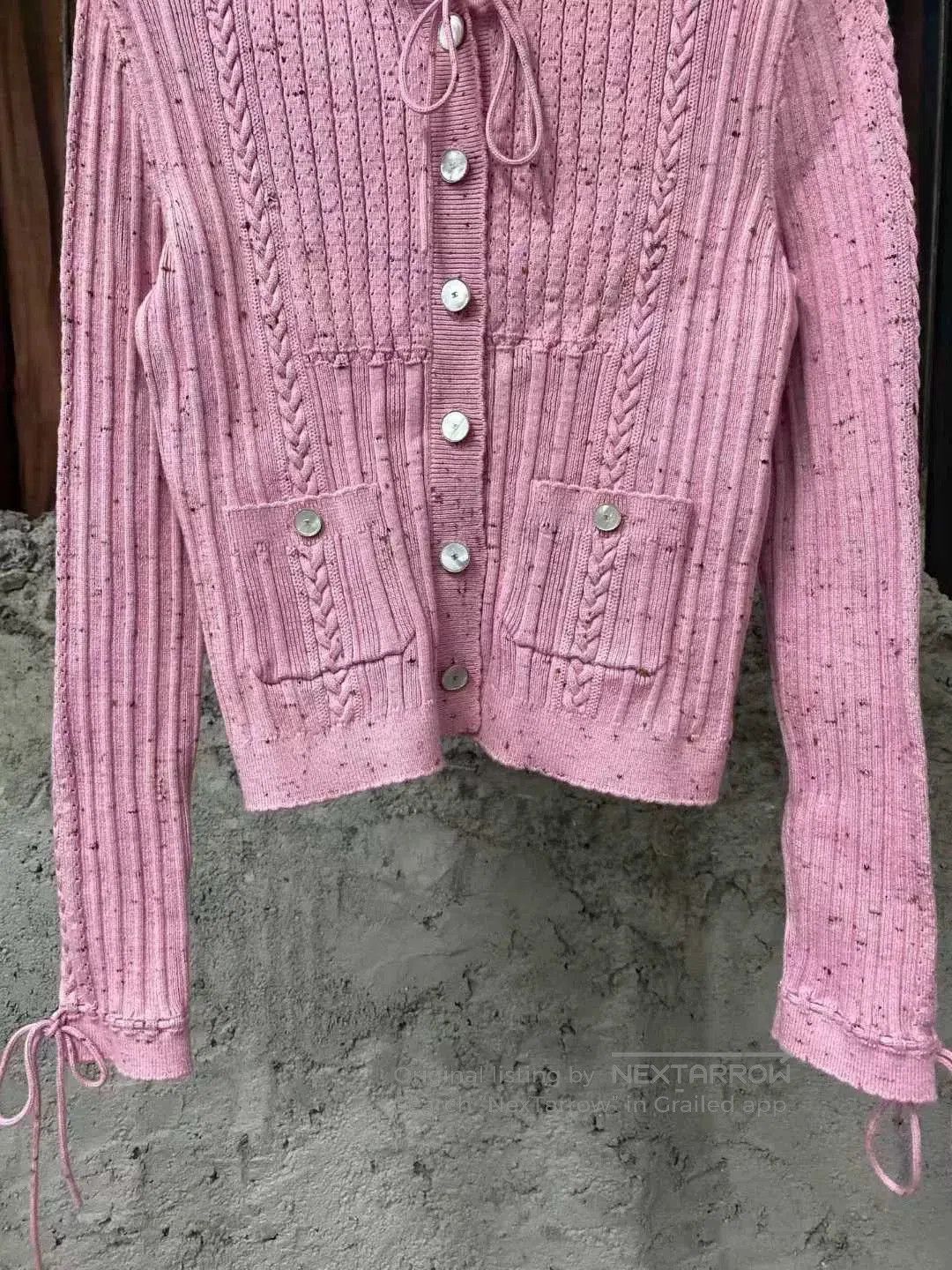 Chanel Chanel Pink Knit Cardigan with Ties. Size XS / US 0-2 / IT 36-38 - 4 Thumbnail