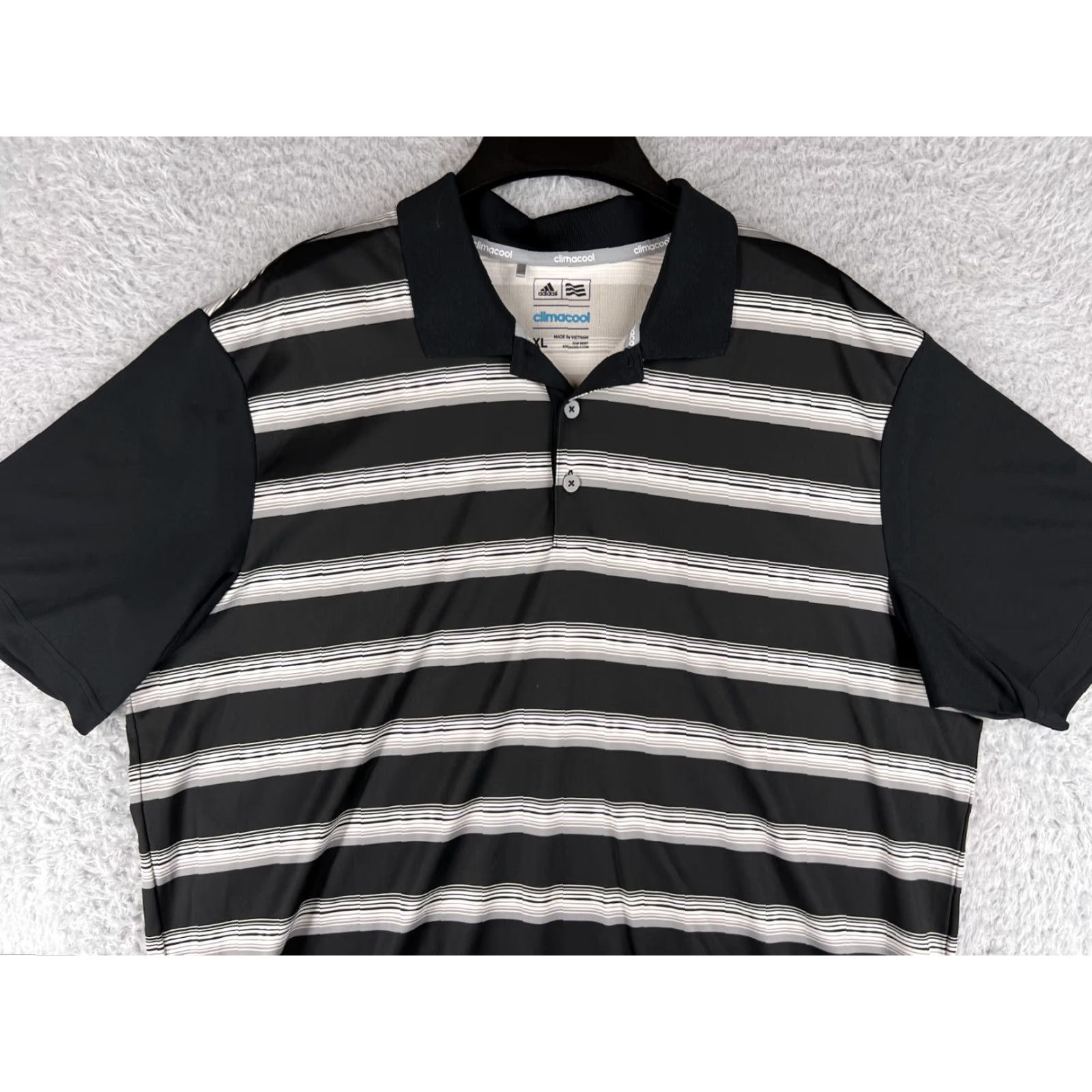 Adidas adidas Polo Shirt Mens XL Black White Striped Golf 100% Polyester Polo Shirt adidas Golf Polo Men Black White Striped 100% Polyester Size US XL / EU 56 / 4 - 4 Thumbnail