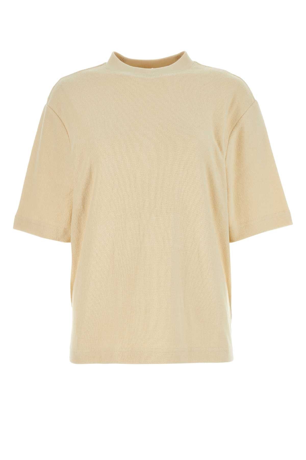 Cream Terry Fabric Oversize T-Shirt