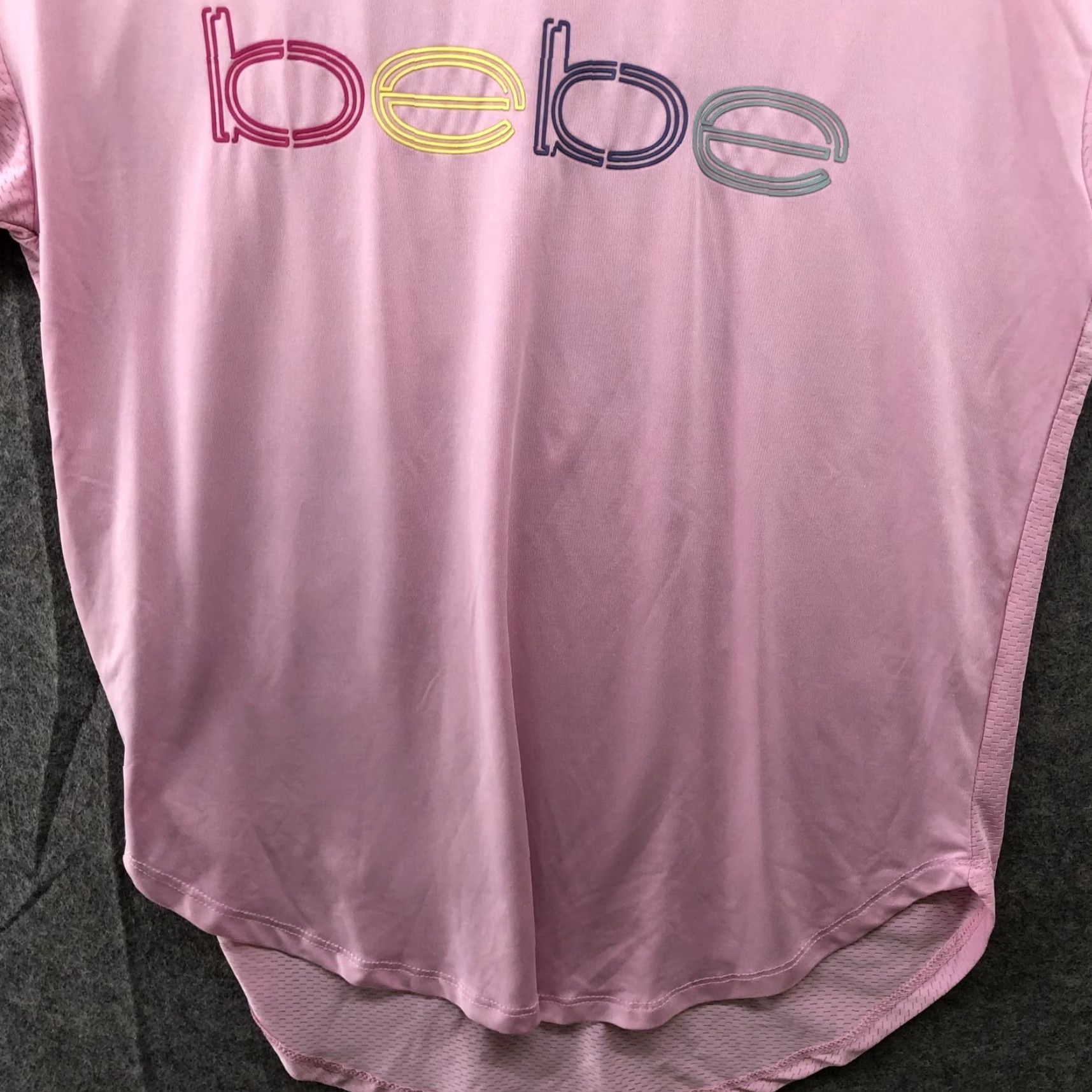 Bebe Bebe Sport Active T Shirt Womens S Oversized Short Sleeve Pink Logo Ventilated Size S / US 4 / IT 40 - 4 Thumbnail