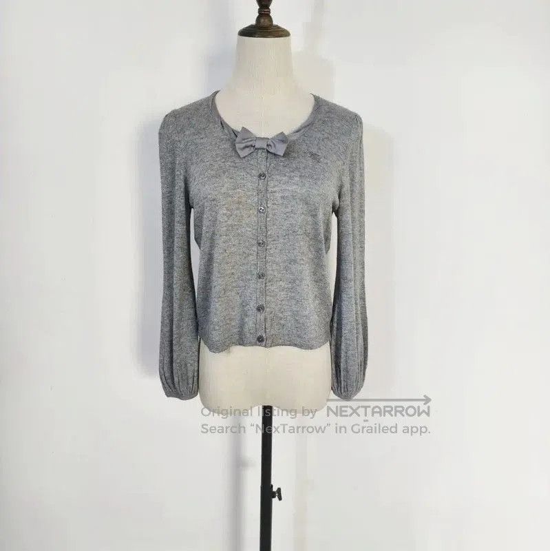 Burberry Gray Wool Blend Long Sleeve Cardigan.