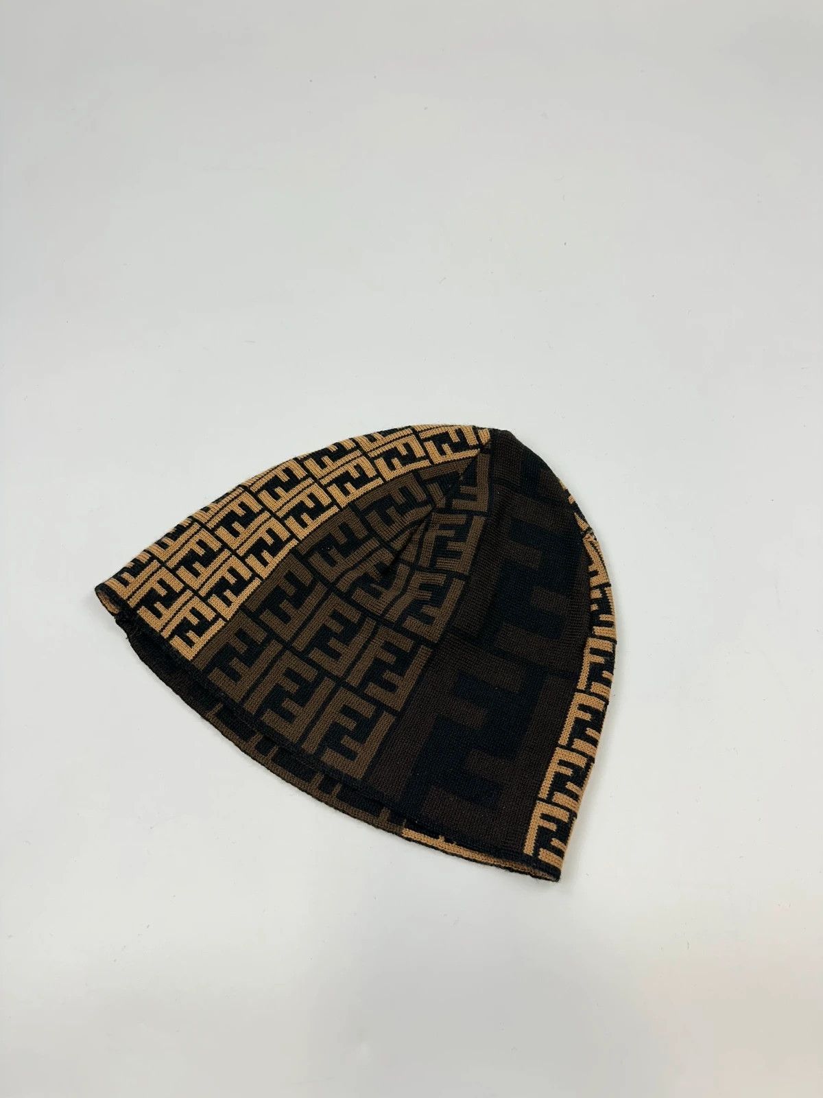Fendi Fendi FF Zucca Monogram Beige Brown Wool Beanie Size ONE SIZE - 1 Thumbnail