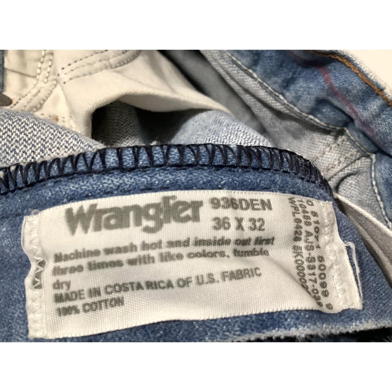 Wrangler Wrangler Jeans Mens 32x30 Light Wash Cowboy Cut Slim Fit 100% Cotton 936DEN Cowboy Wrangler Denim Jeans Slim Fit Mens 30 Inseam Light Blue 936DEN Size US 32 / EU 48 - 5 Thumbnail