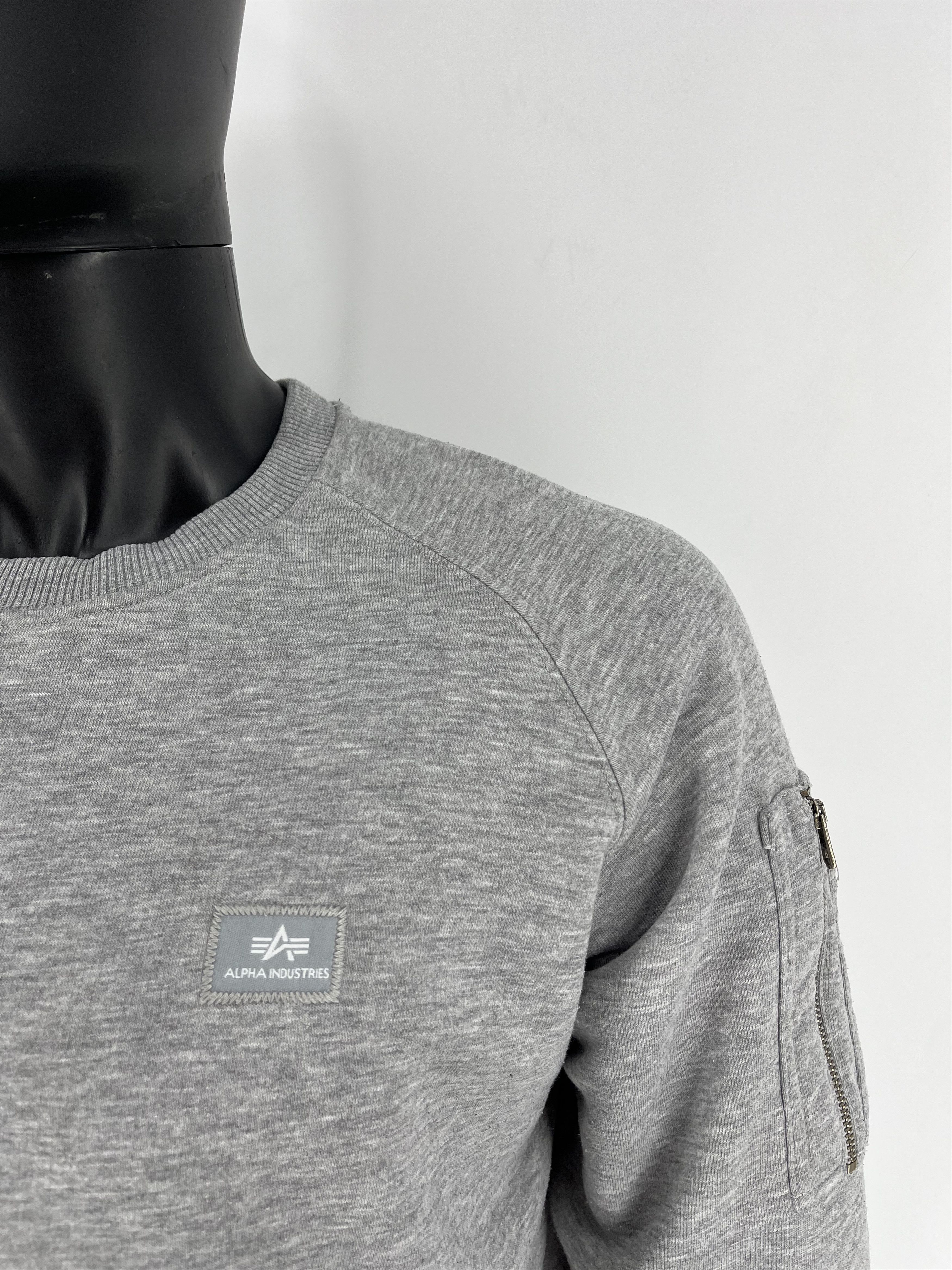 Alpha Industries × Vintage Alpha Industries Grey Sweatshirt With Tape Size M Size US M / EU 48-50 / 2 - 7 Thumbnail