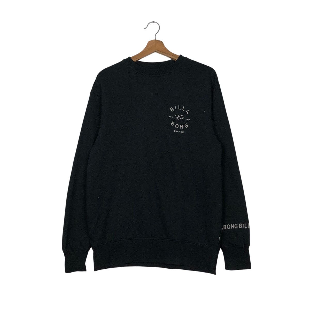 Japanese Brand × Vintage 📌Rich Black Vintage Sweatshirt Billabong Big Logo Size US S / EU 44-46 / 1 - 2 Thumbnail