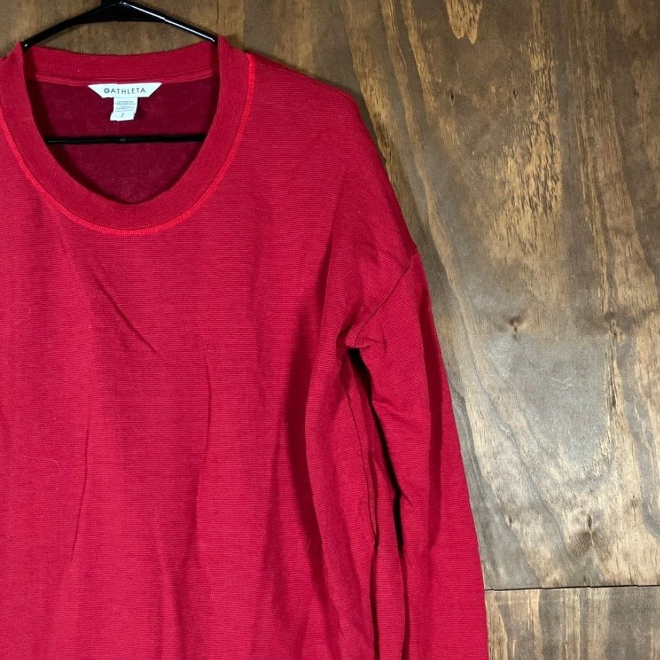 Athleta Athleta Sweatshirt Womens Red Striped Coaster Luxe Pull Over Stretch Small Size S / US 4 / IT 40 - 5 Thumbnail