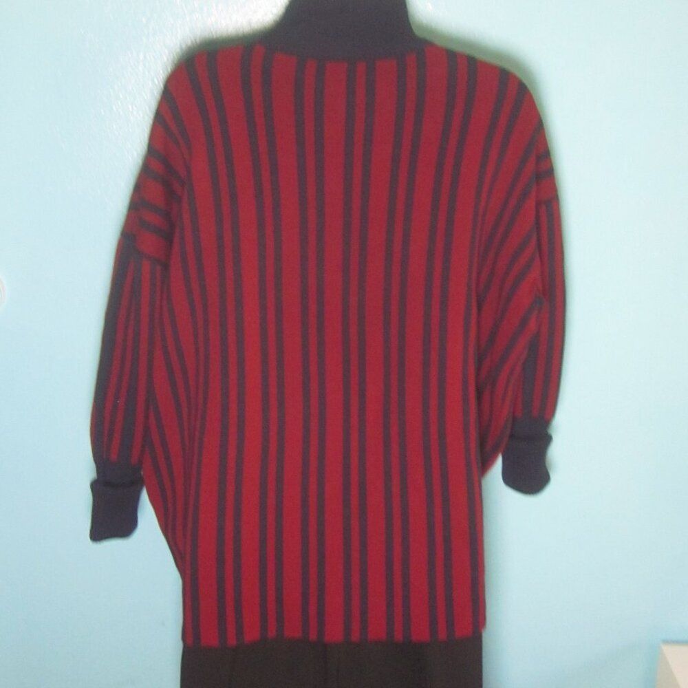 Tanya Taylor Tanya Taylor Size XL Sample Sweater Burgundy Navy Stripe Oversized Turtleneck Size XL / US 12-14 / IT 48-50 - 12 Thumbnail