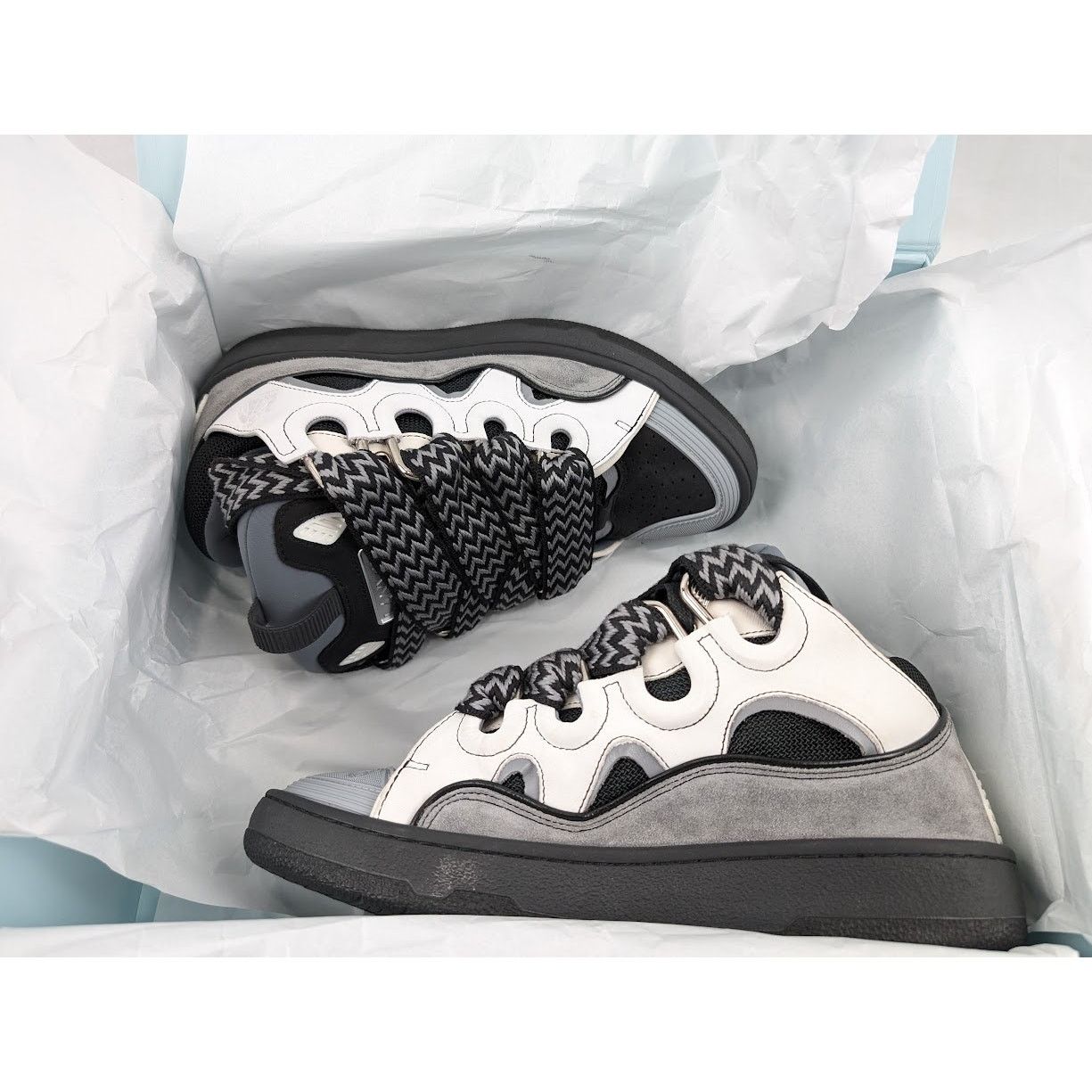 Lanvin o1rshd1 Curb Sneakers in White/Anthracite Size US 8 / EU 41 - 21 Thumbnail