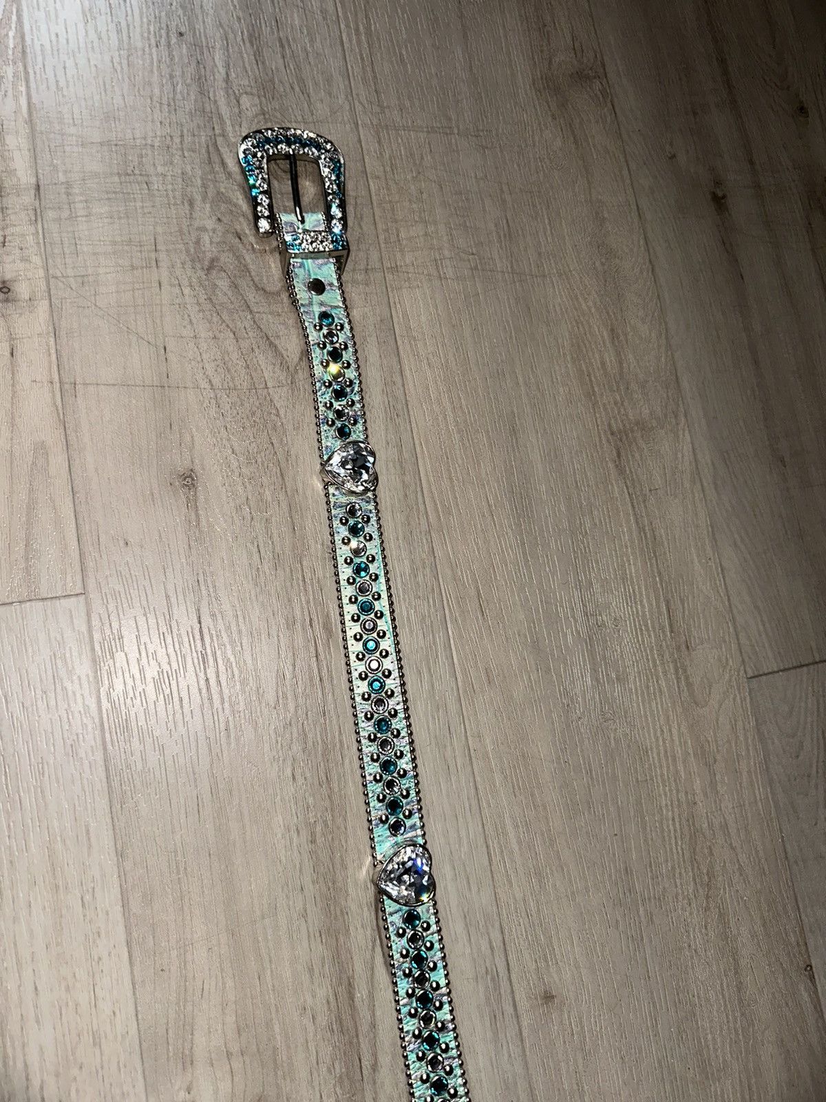 B.B. Simon BB SIMON Belt blue reptile heart crystal size XXL 36” Size ONE SIZE - 2 Thumbnail