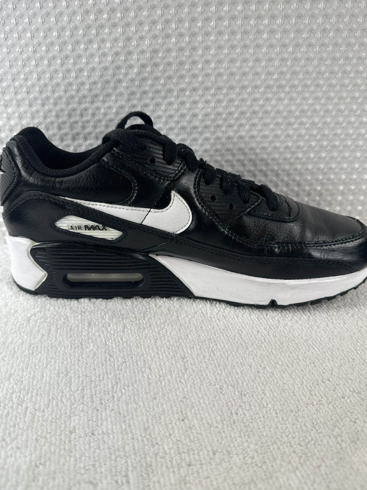 Nike Nike Air Max 90 Leather Black White Sneakers Athletic Shoes Size US 7.5 / IT 37.5 - 5 Thumbnail