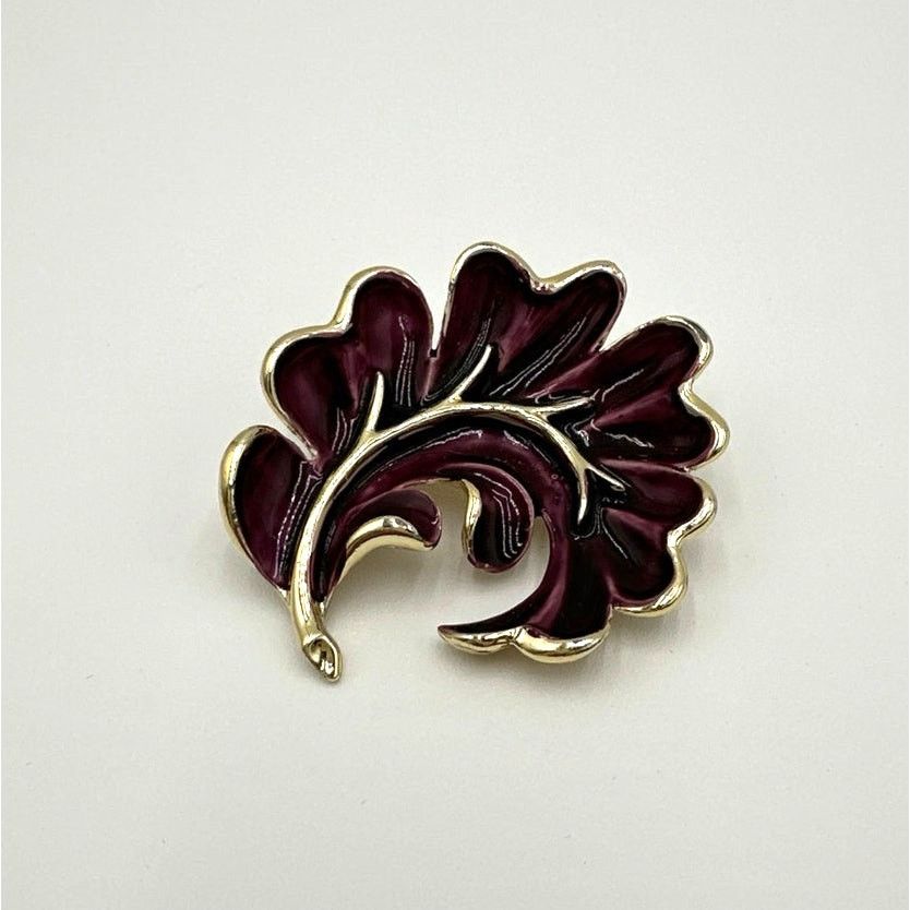 Other VTG Purple Enamel Leaf Fern Brooch Autumn Fall Gold Pin Size ONE SIZE - 6 Thumbnail