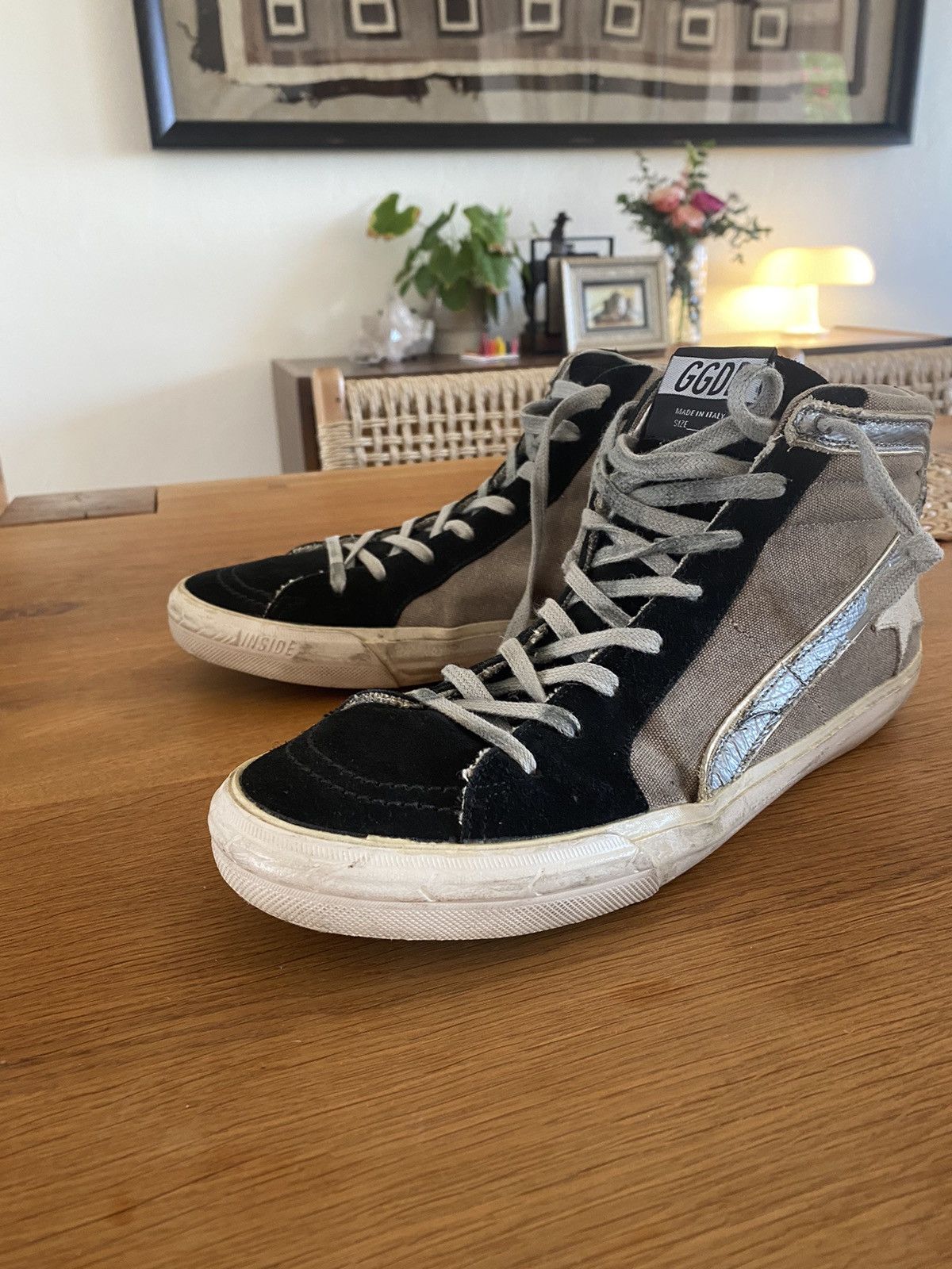 image of Golden Goose Slide High Top in Black, Men's (Size 10)