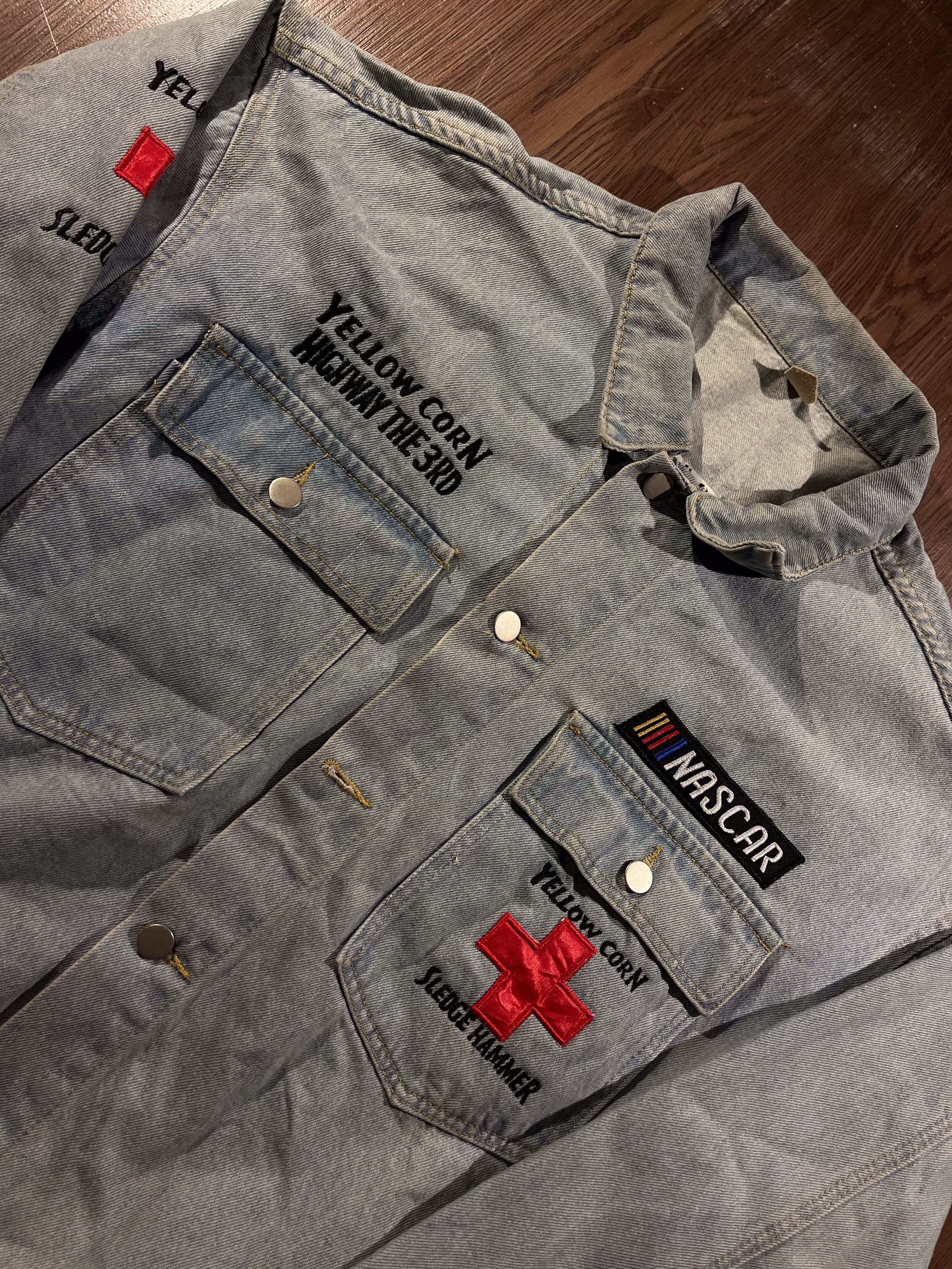 YELLOW CORN Yellow Corn Big Logo Embroidery Denim Jacket Size US XL / EU 56 / 4 - 2 Thumbnail