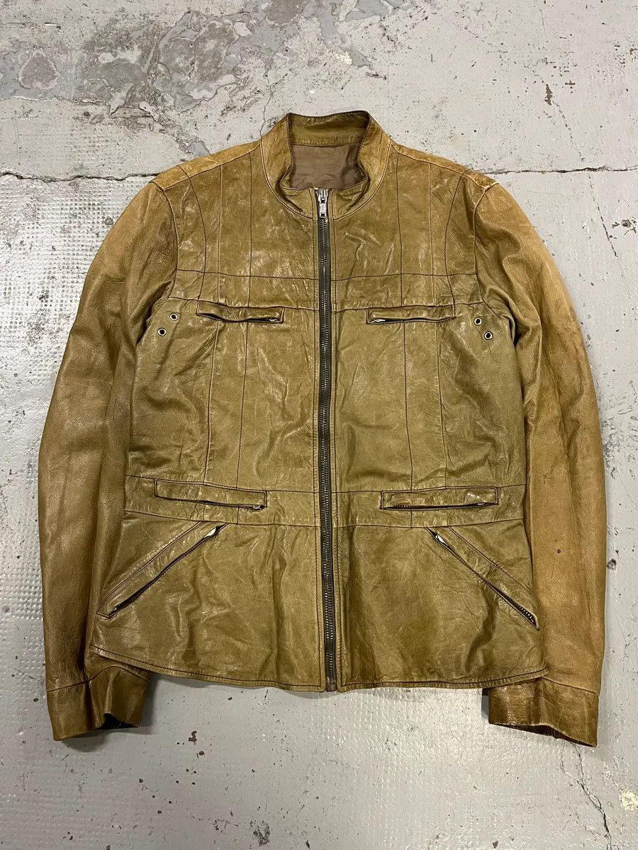 Rick Owens AW2004 Rick Owens Cargo Pocket Khaki Leather Jacket Size US M / EU 48-50 / 2 - 5 Thumbnail