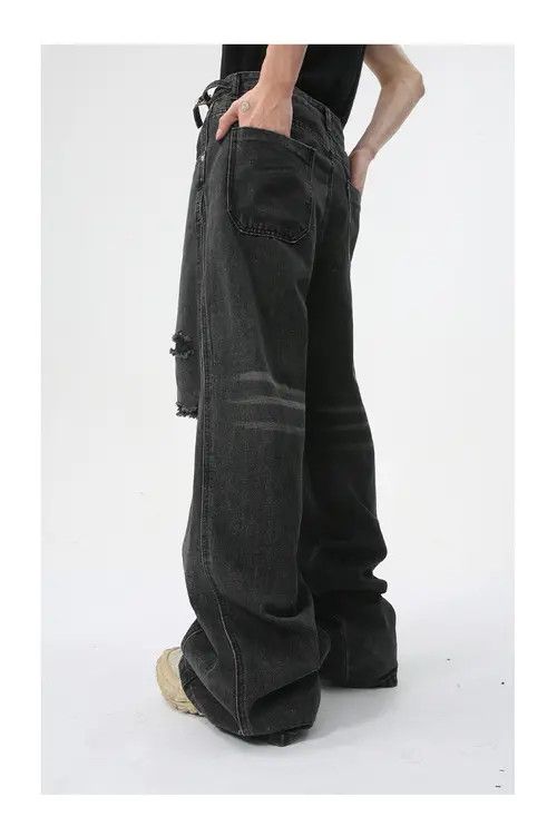 VIBE American street style distressed straight jeans trend Size US 34 / EU 50 - 6 Thumbnail
