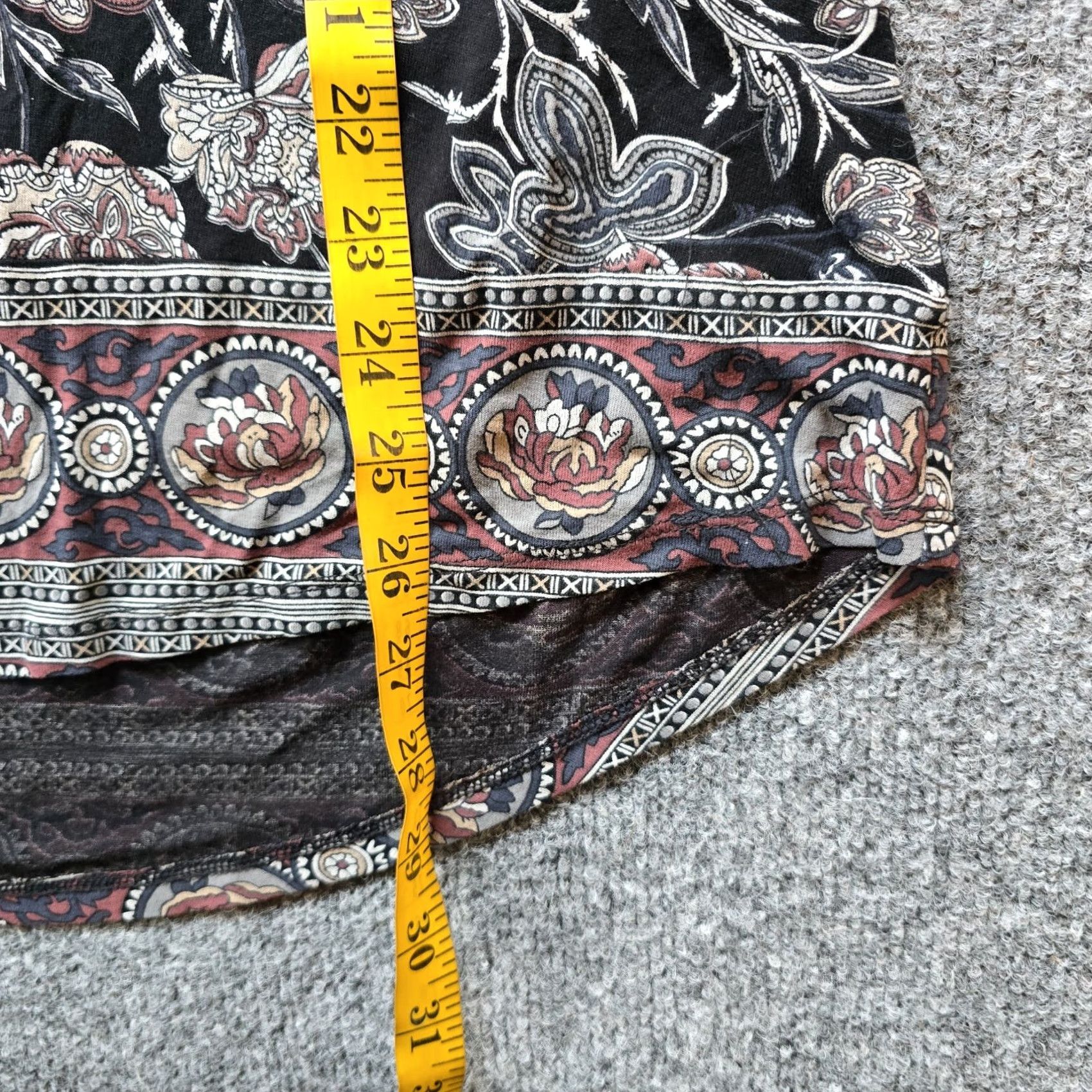 Lucky Brand Lucky Brand Top Womens 1X Black Beige Floral V Neck 3/4 Sleeve Boho Casual Blouse Womens Size XL / US 12-14 / IT 48-50 - 6 Thumbnail