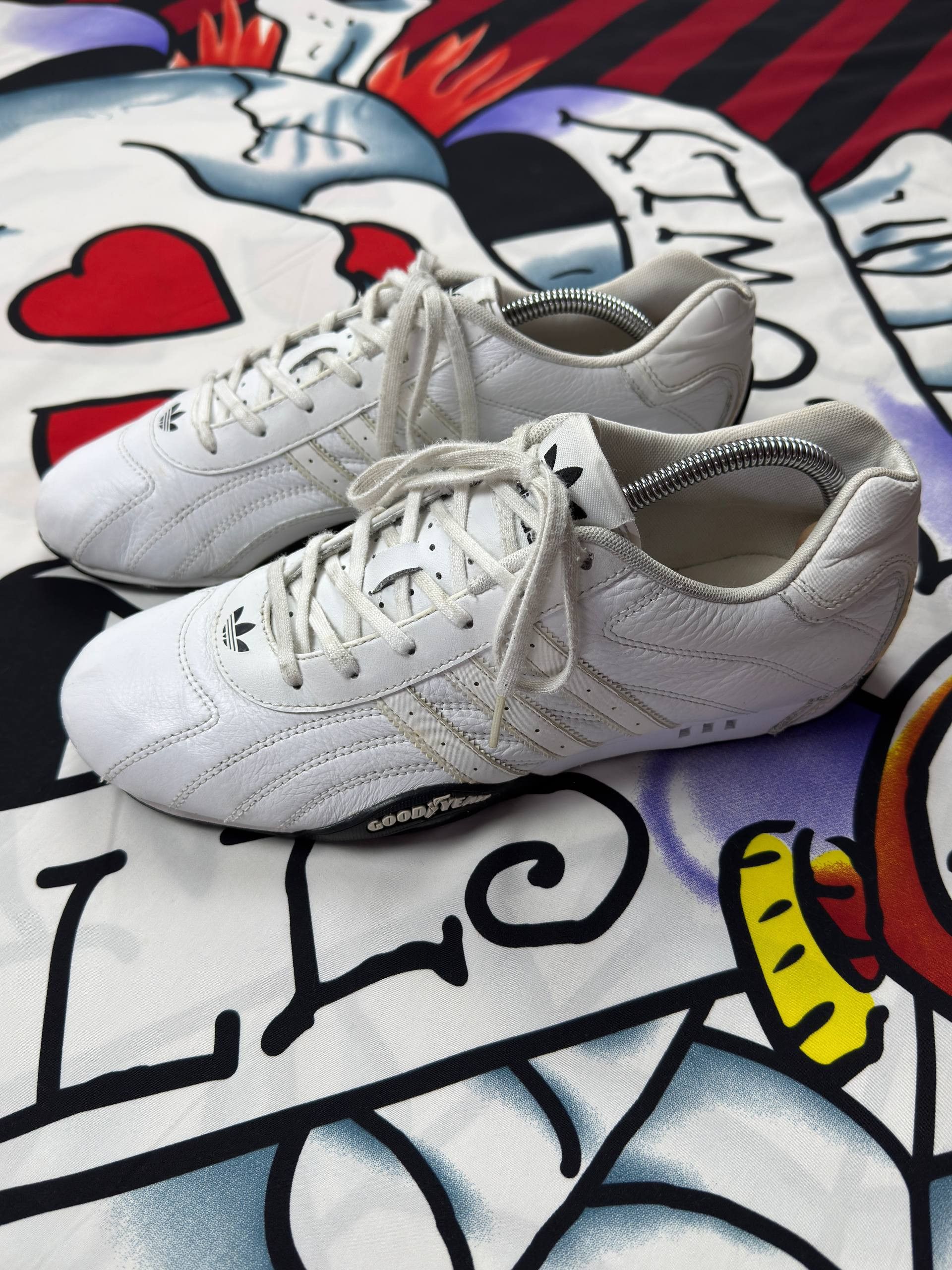 Vintage Adidas Tuscany Goodyear Trefoil Driving Racing Shoes White Red Sz 7 Mens Adidas VINTAGE ADIDAS TUSCANY GOODYEAR RACING SHOES RED 2007  main image 3