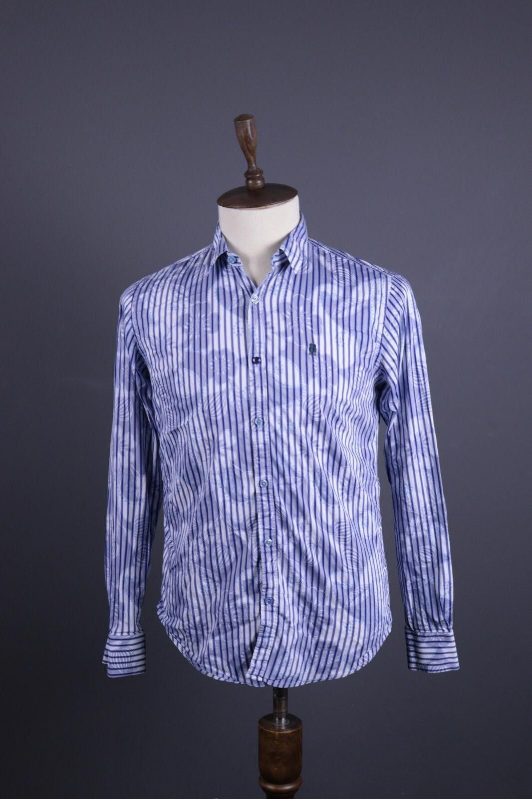 Desigual Desigual Blue Stripe Regular Allover Print Shirt Size M Size US M / EU 48-50 / 2 - 1 Thumbnail