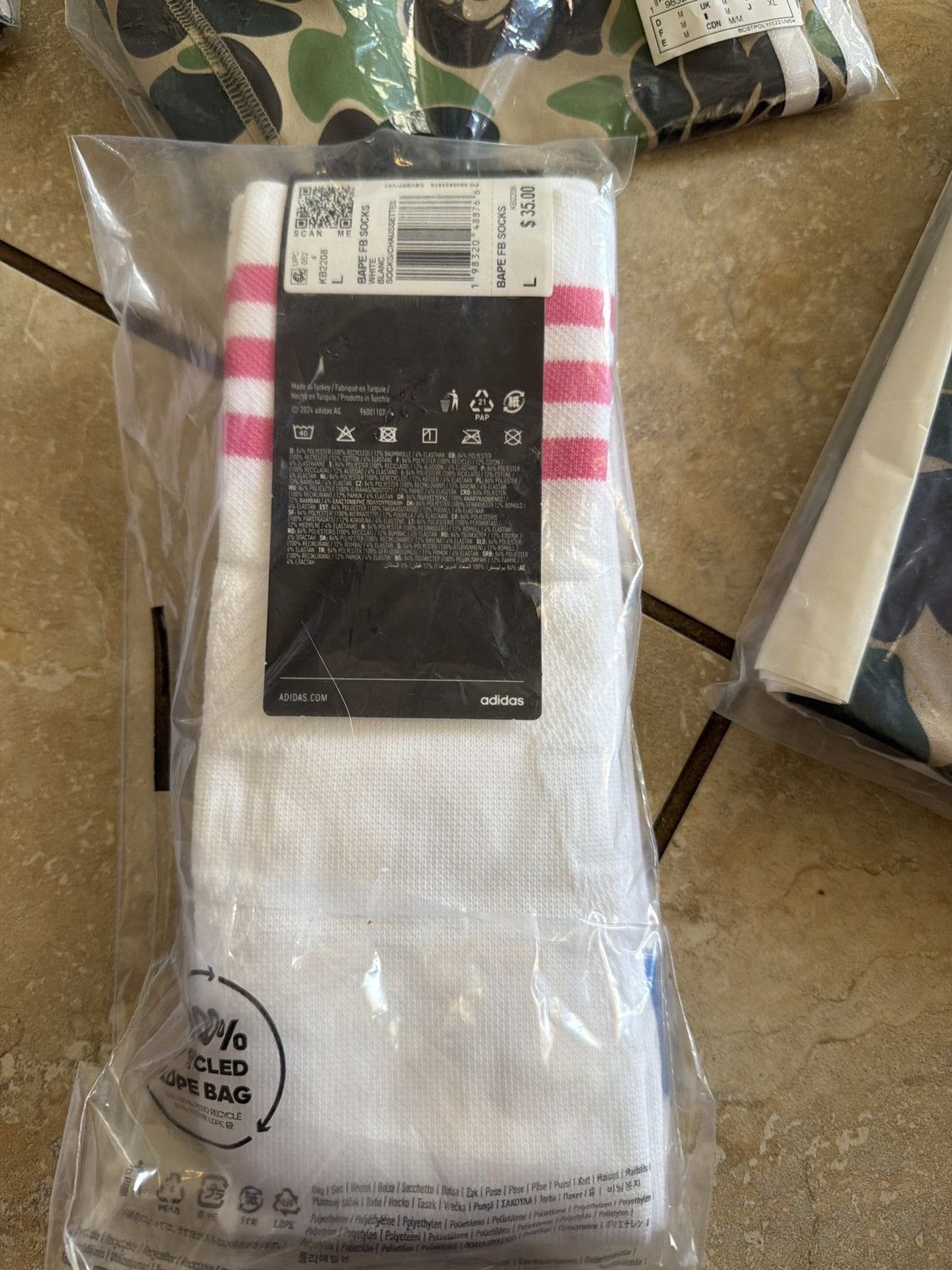 Adidas × Bape Adidas bape football socks white large 43-45 Size ONE SIZE - 2 Thumbnail