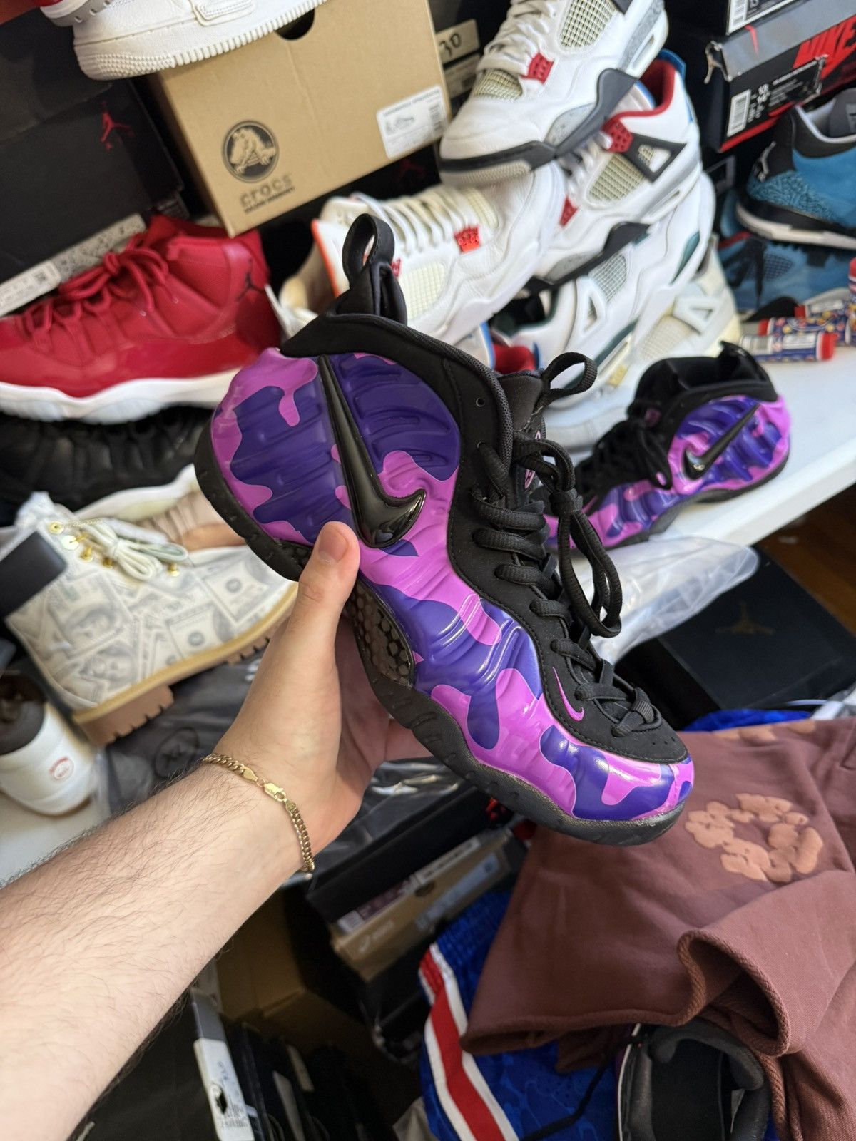 Nike Nike foamposite purple camo sz 9 Size US 9 / EU 42 - 1 Thumbnail